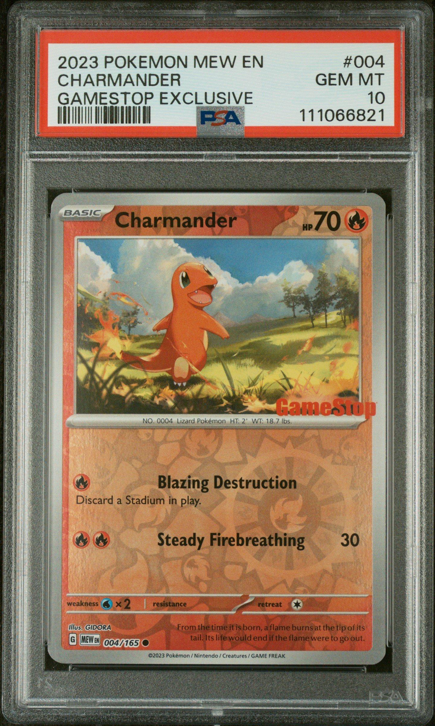 2023 Pokemon Mew En-151 004 Charmander Gamestop Exclusive PSA 10