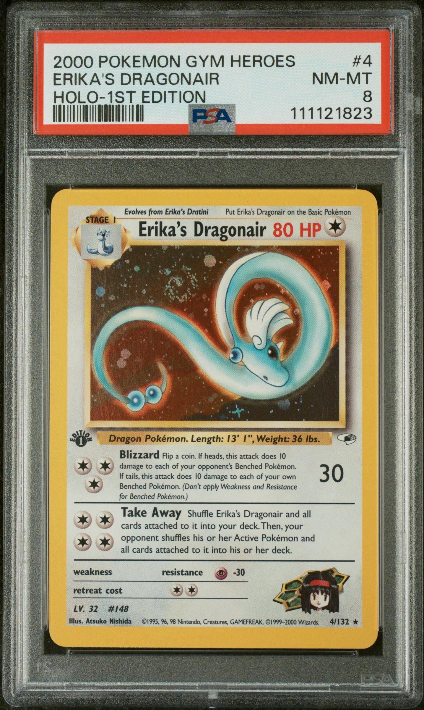 2000 Pokemon Gym Heroes 4 Erika's Dragonair Holo-1st Edition PSA