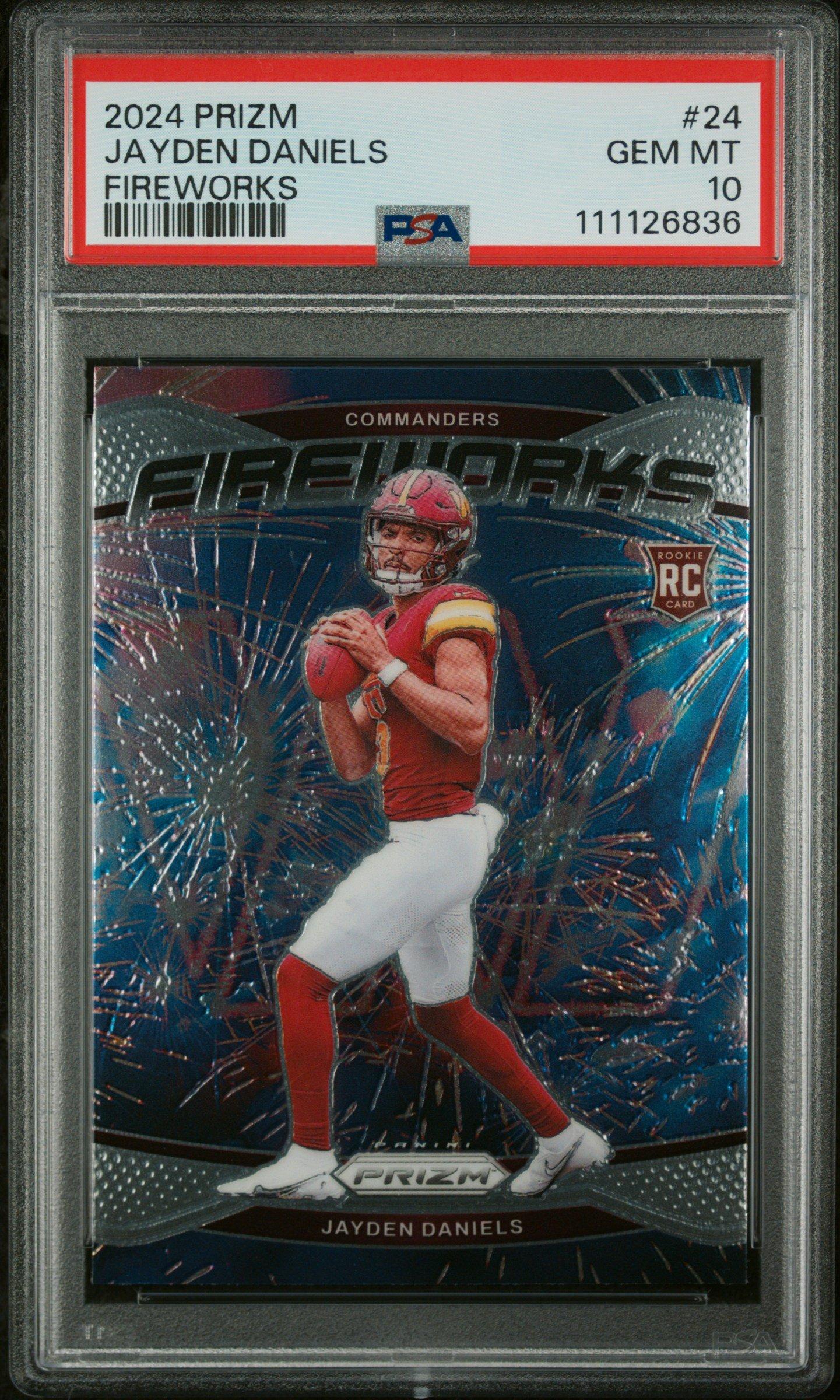 2024 Panini Prizm Fireworks 24 Jayden Daniels PSA 10
