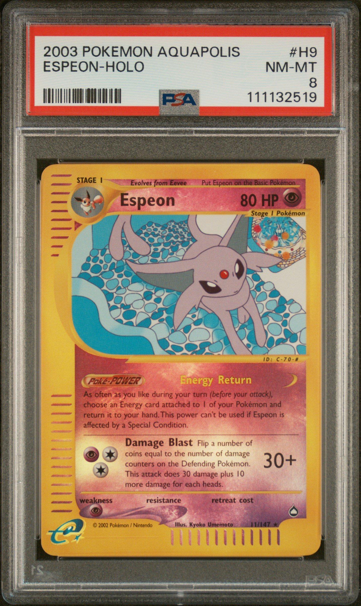 2003 Pokemon Aquapolis H9 Espeon-holo PSA 8