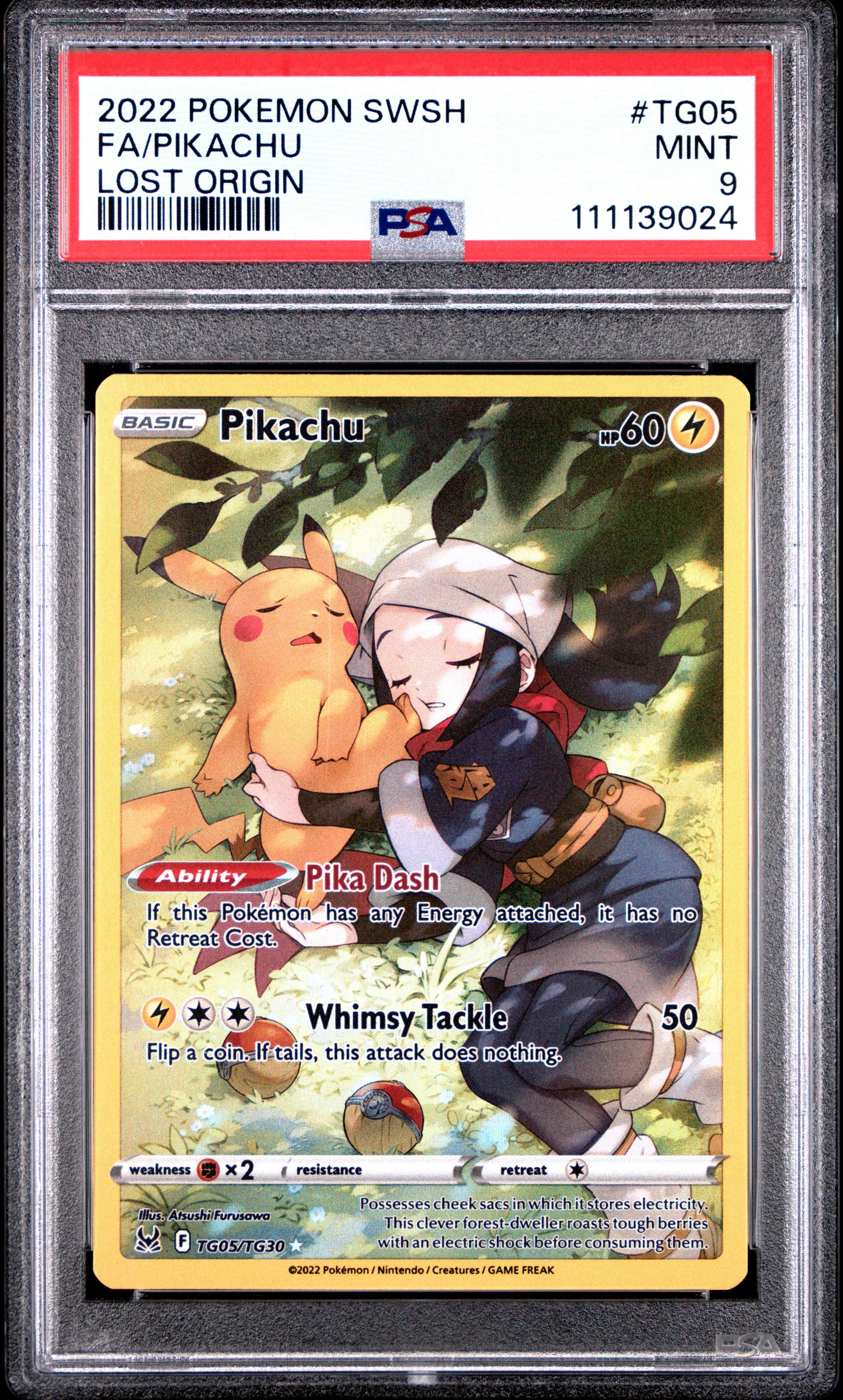 2022 Pokemon Sword & Shield Lost Origin Tg05 Full Art/pikachu PSA