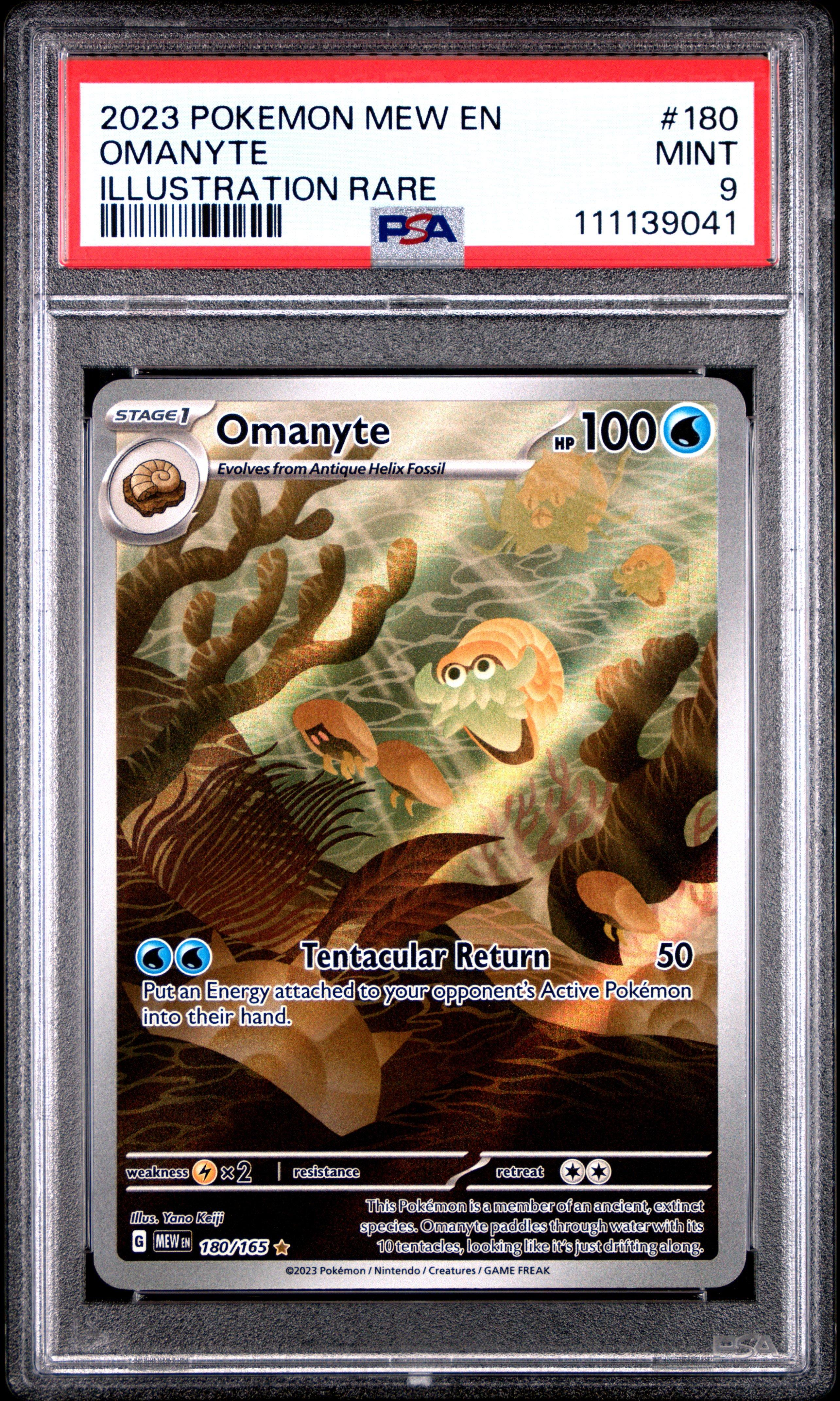 2023 Pokemon Mew En-151 180 Omanyte Illustration Rare PSA 9 Graded