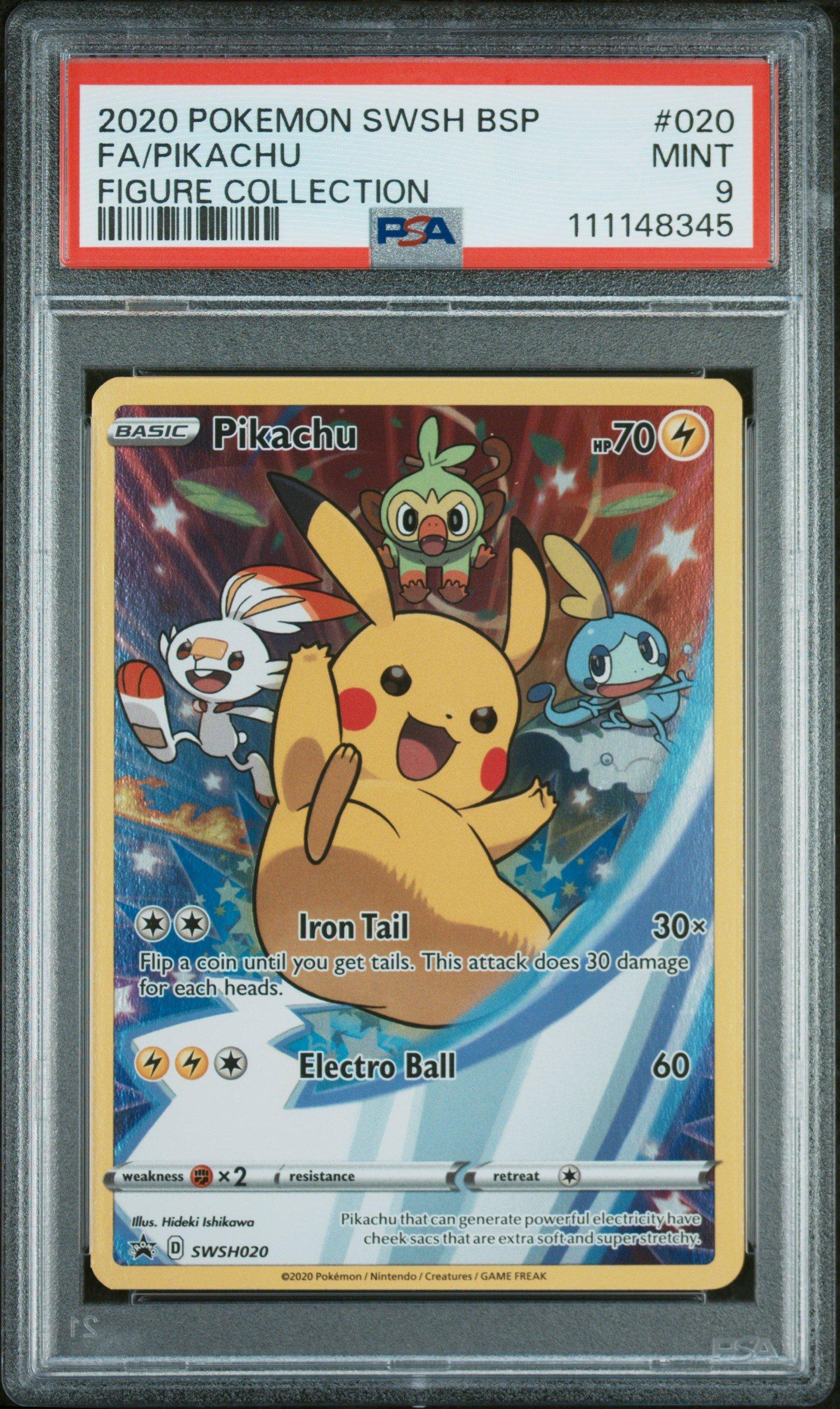 2020 Pokemon Swsh Black Star Promo 020 Full Art/pikachu Figure Collection PSA