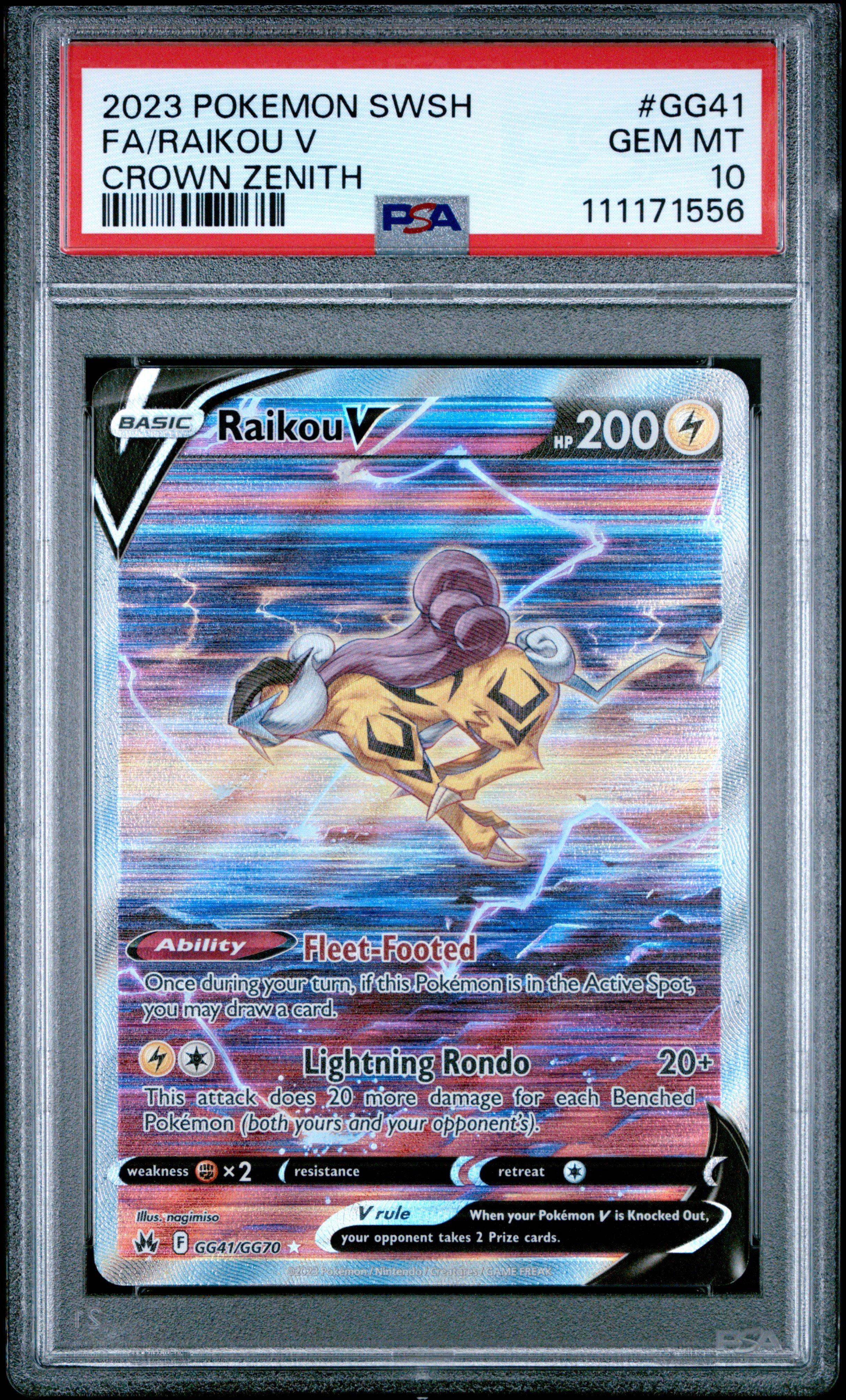 2023 Pokemon Sword And Shield Crown Zenith Gg41 Full Art/raikou V