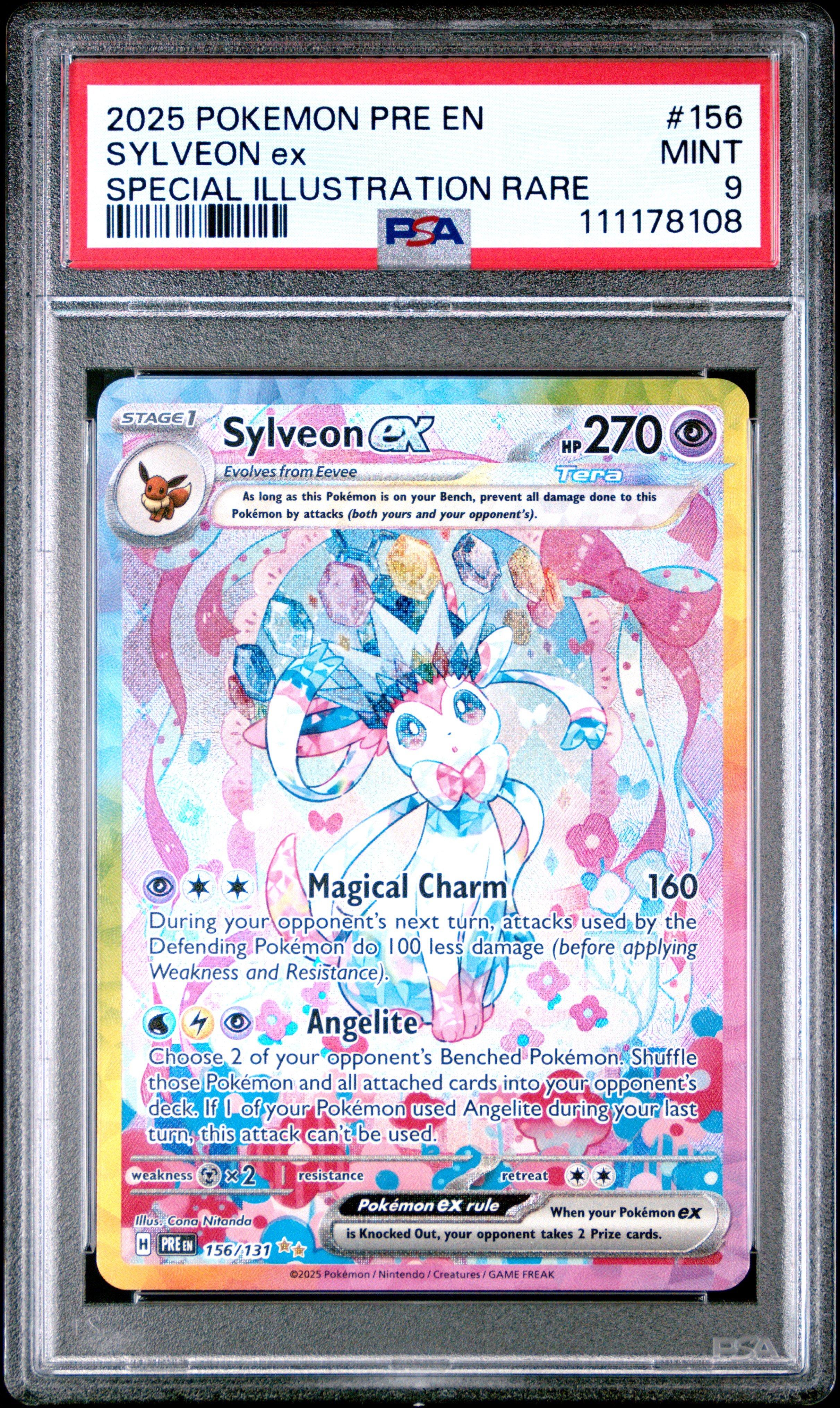 2025 Pokemon Pre En-prismatic Evolutions 156 Sylveon Ex Special  Illustration Rare PSA 9 Graded Card | GameStop