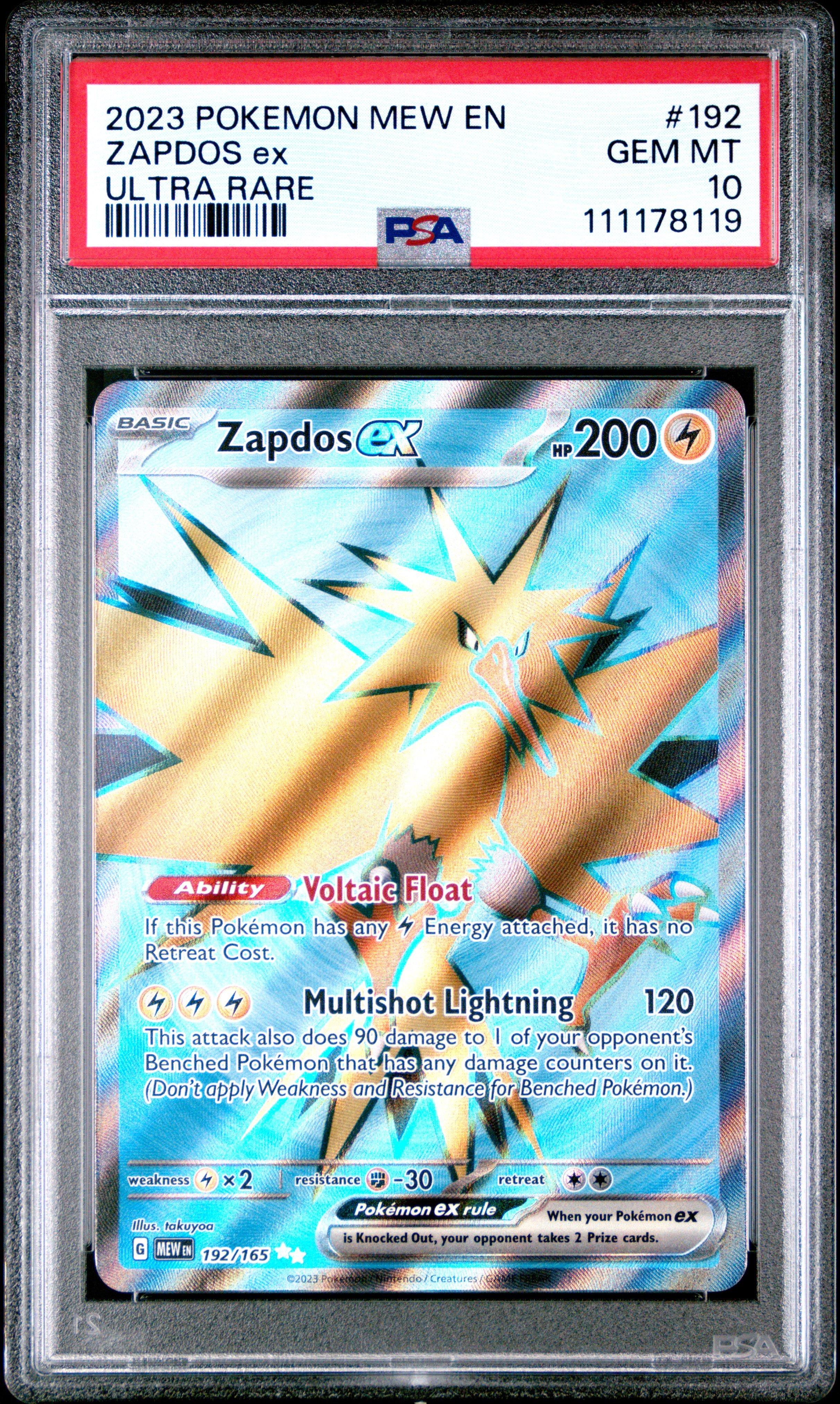 2023 Pokemon Mew En-151 192 Zapdos Ex Ultra Rare PSA