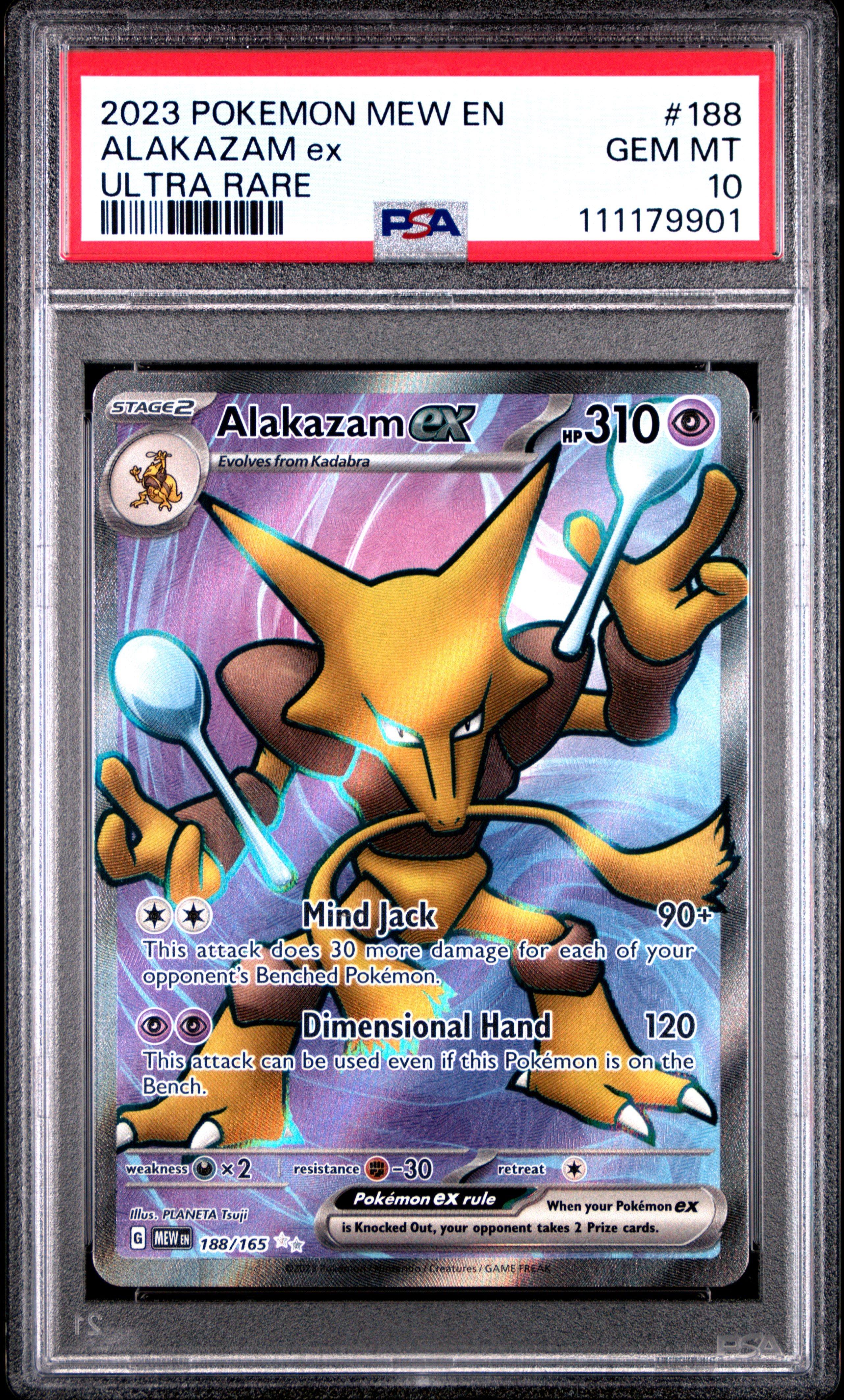 2023 Pokemon Mew En-151 188 Alakazam Ex Ultra Rare PSA