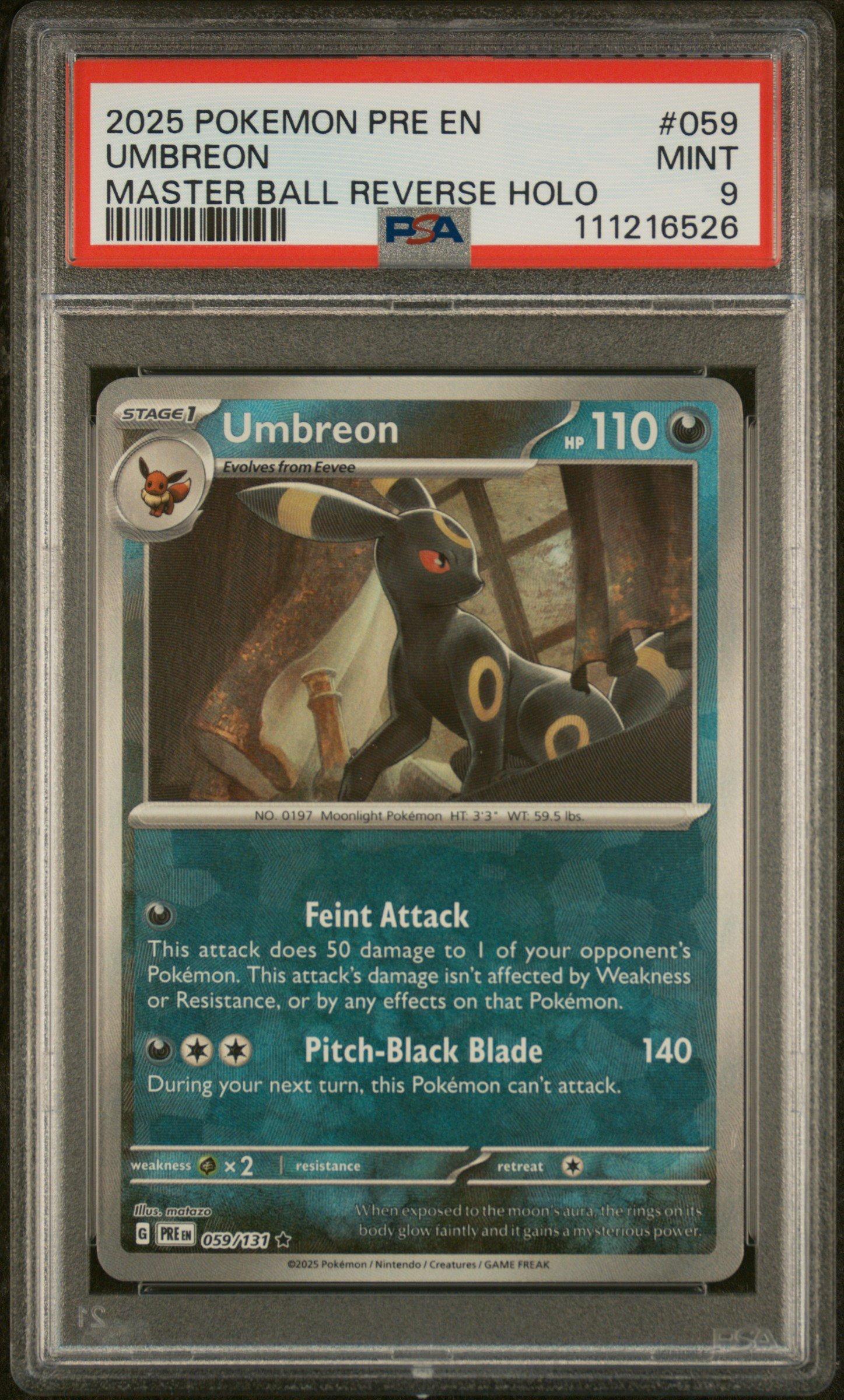 2025 Pokemon Pre En-prismatic Evolutions 059 Umbreon Master Ball