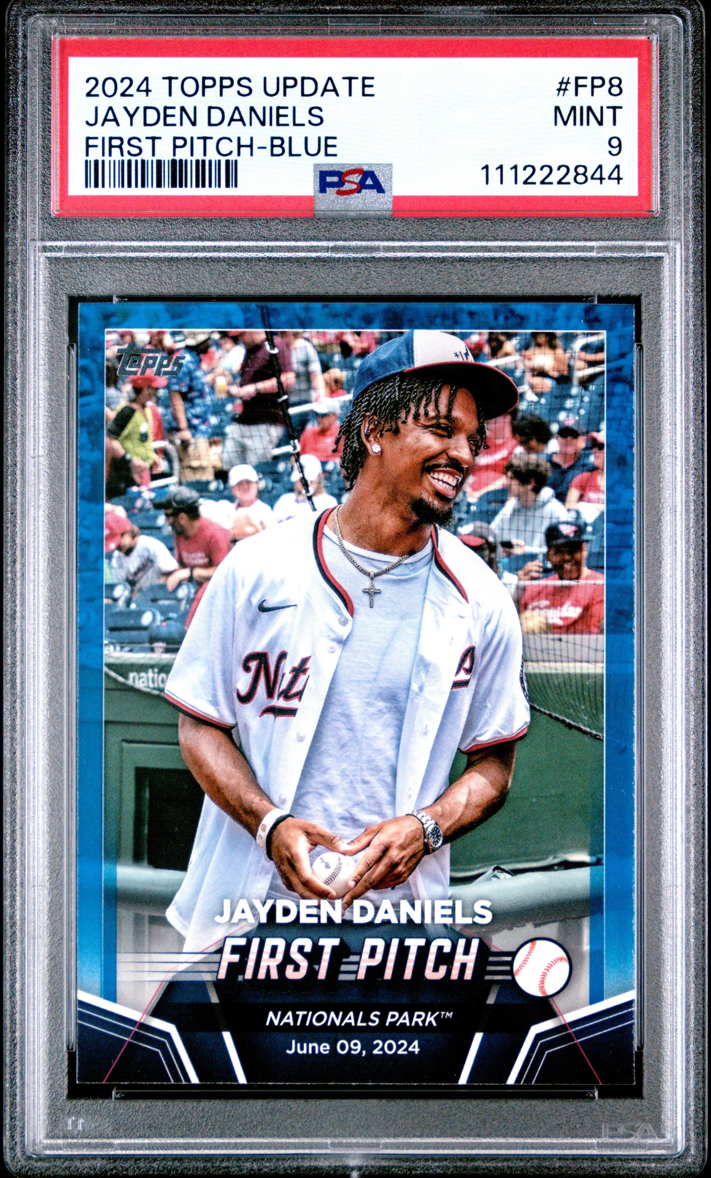 2024 Topps Update First Pitch Fp8 Jayden Daniels Blue PSA 9