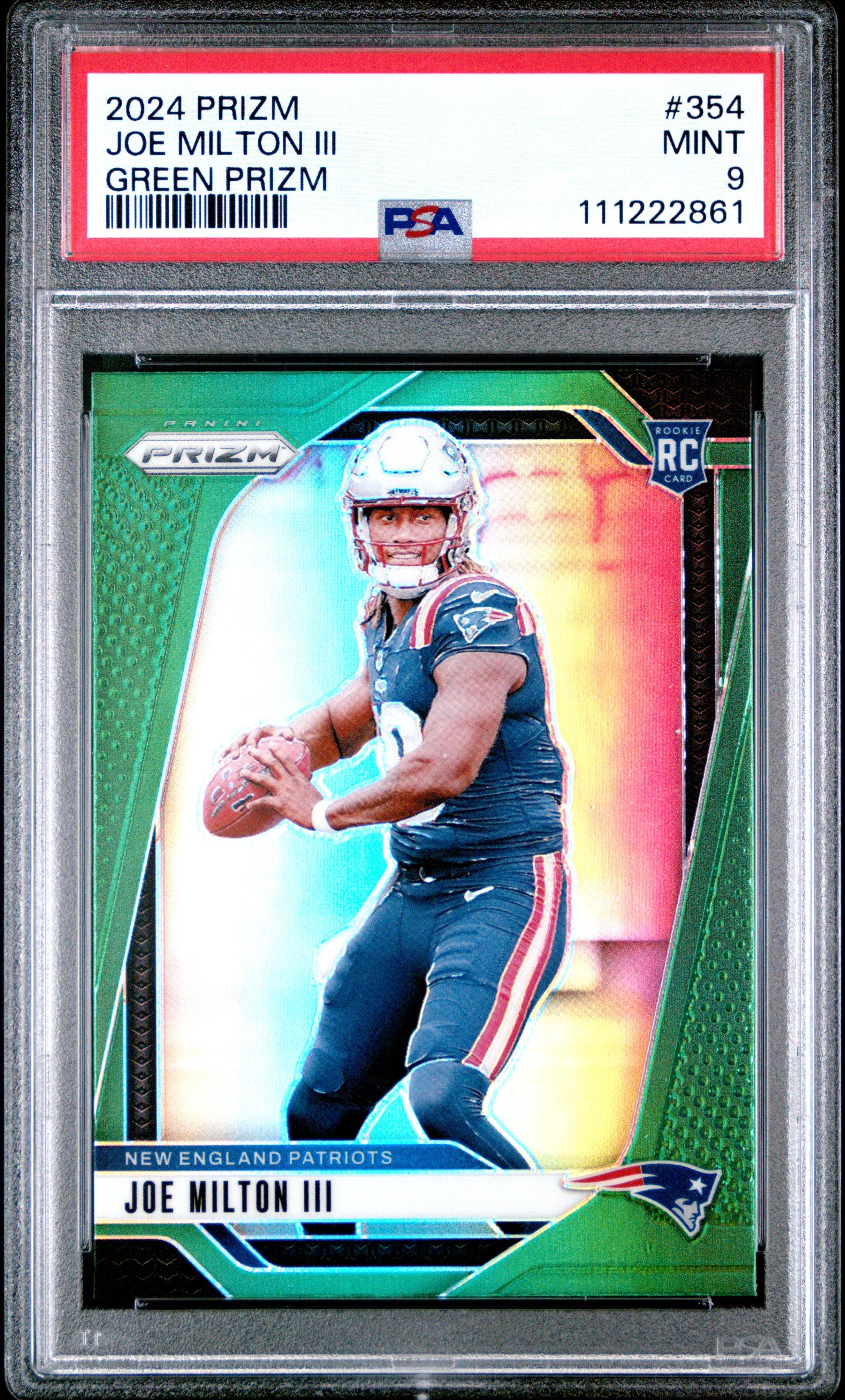 2024 Panini Prizm 354 Joe Milton Iii Green Prizm PSA 9