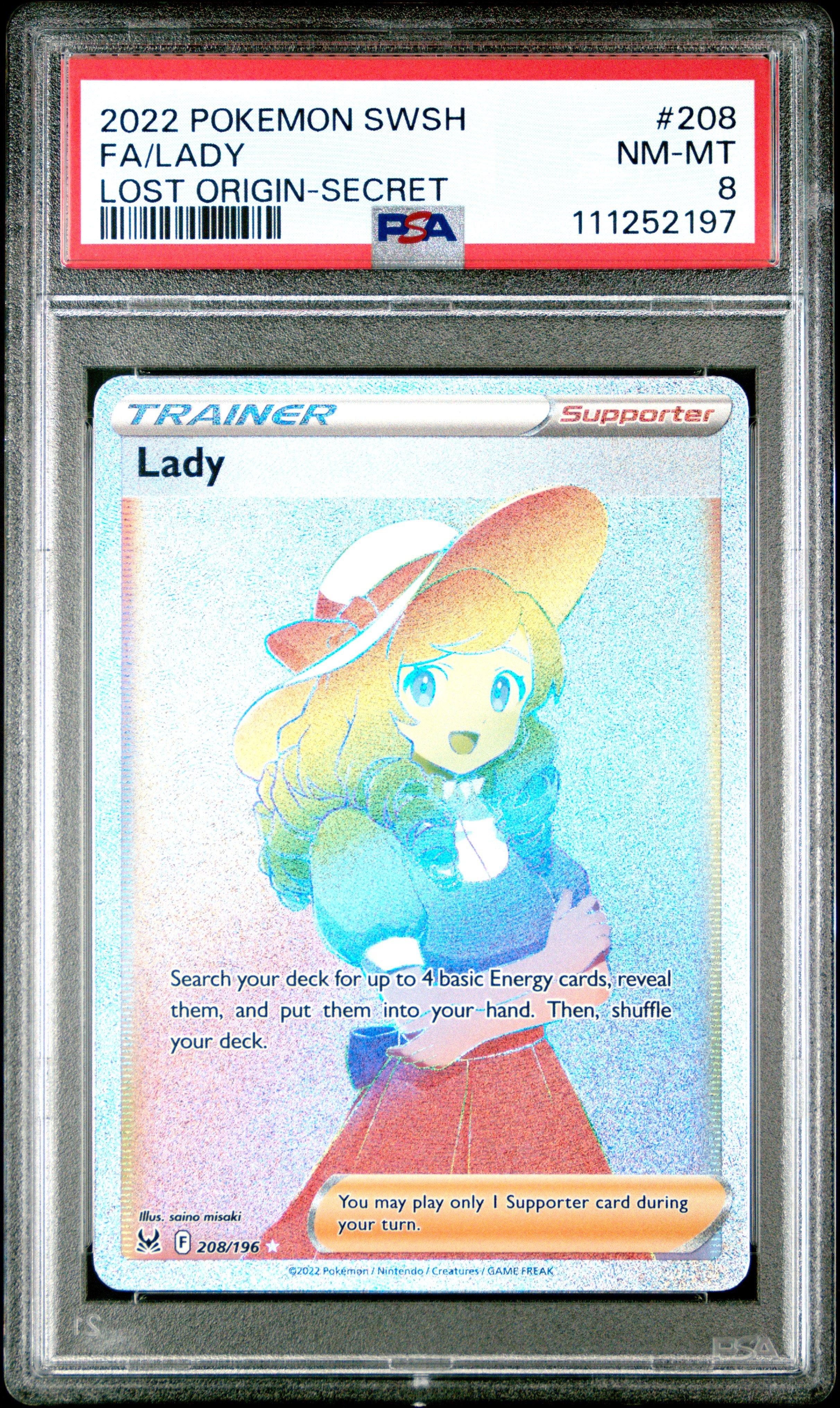 2022 Pokemon Sword & Shield Lost Origin 208 Full Art/lady Secret PSA