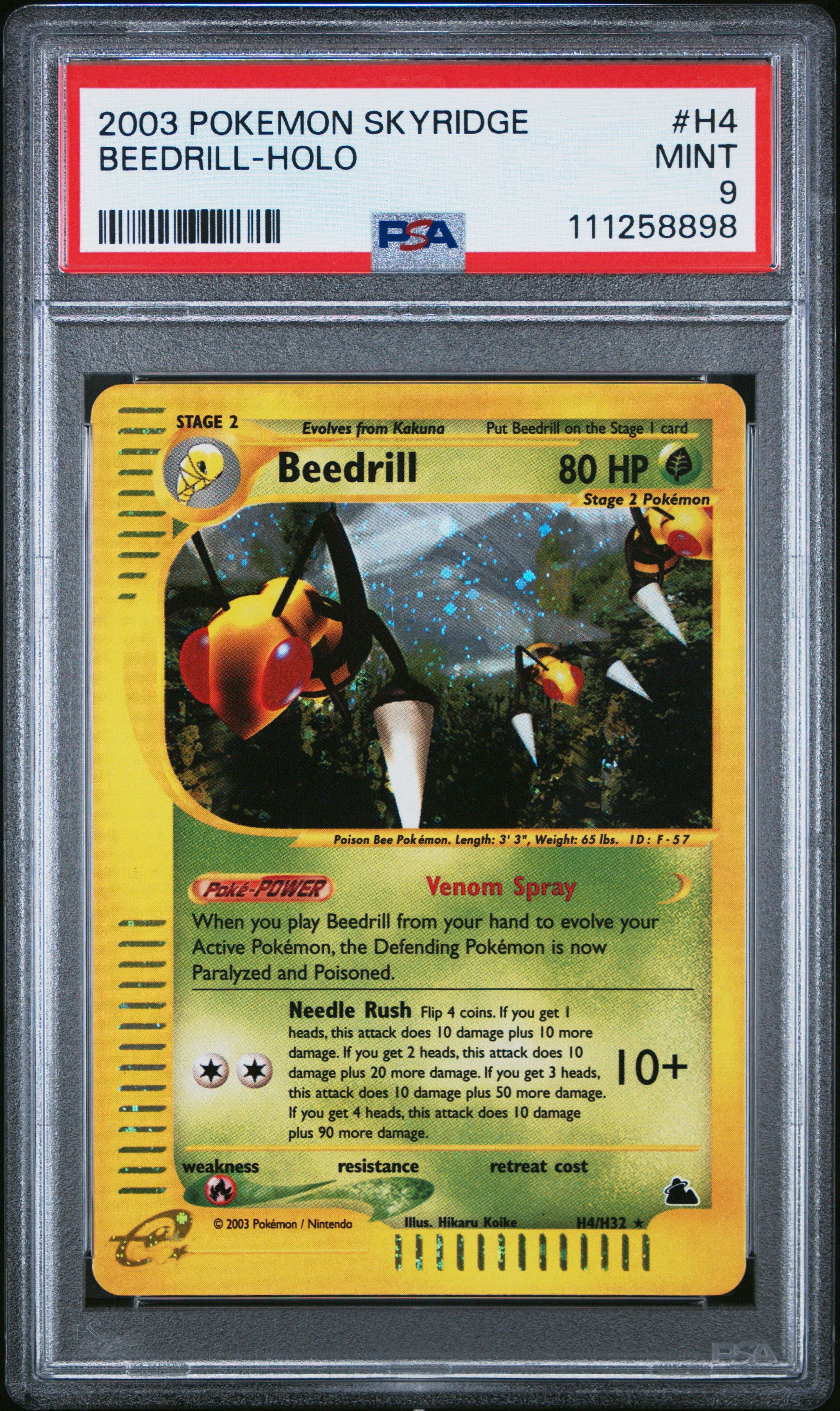 2003 Pokemon Skyridge H4 Beedrill-holo PSA 9