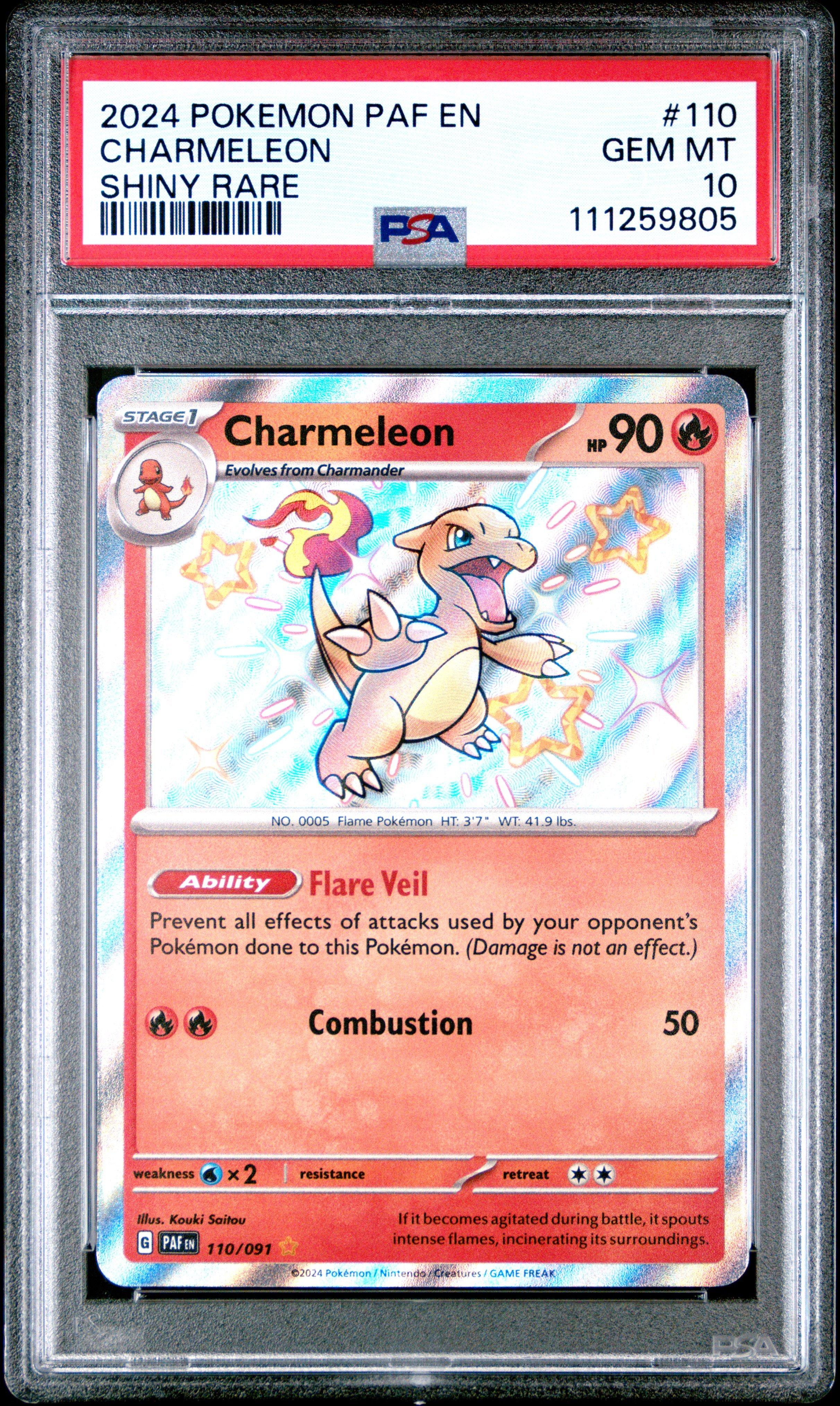 2024 Pokemon Paf En-paldean Fates 110 Charmeleon Shiny Rare PSA 10