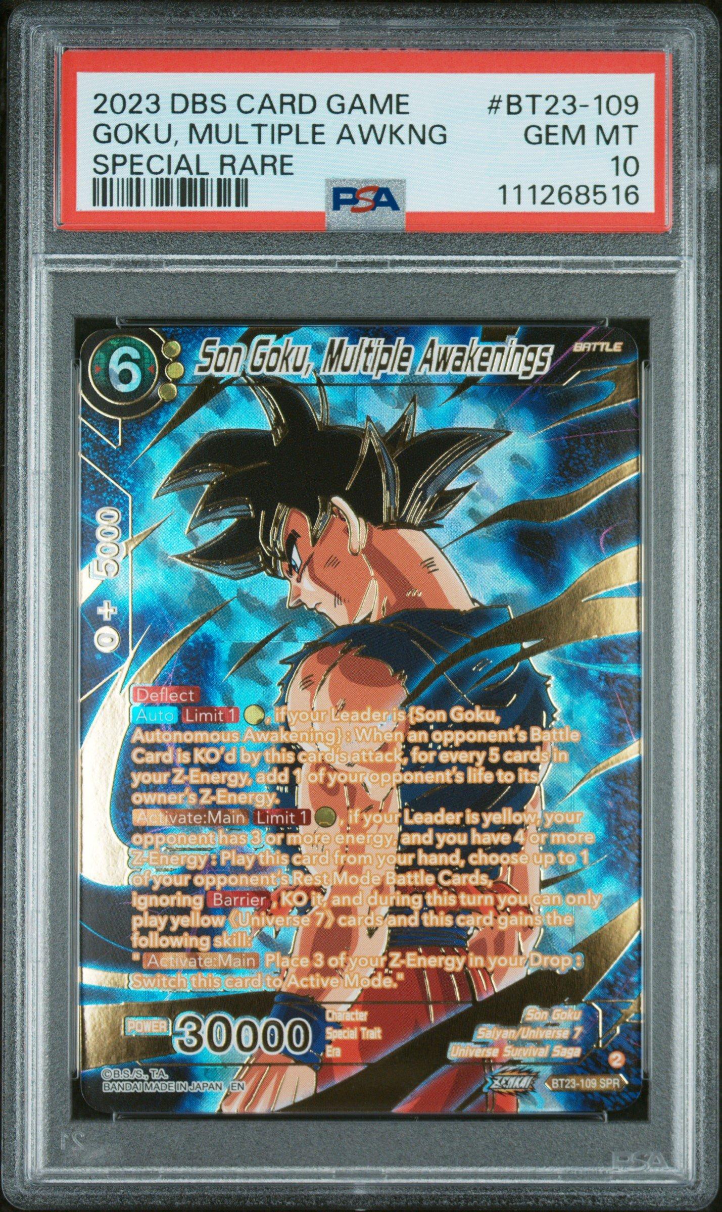 2023 Dragon Ball Super Card Game Series 23 Perfect Combination Bt23-109 Son Goku, Multiple Awakenings Special Rare PSA 10