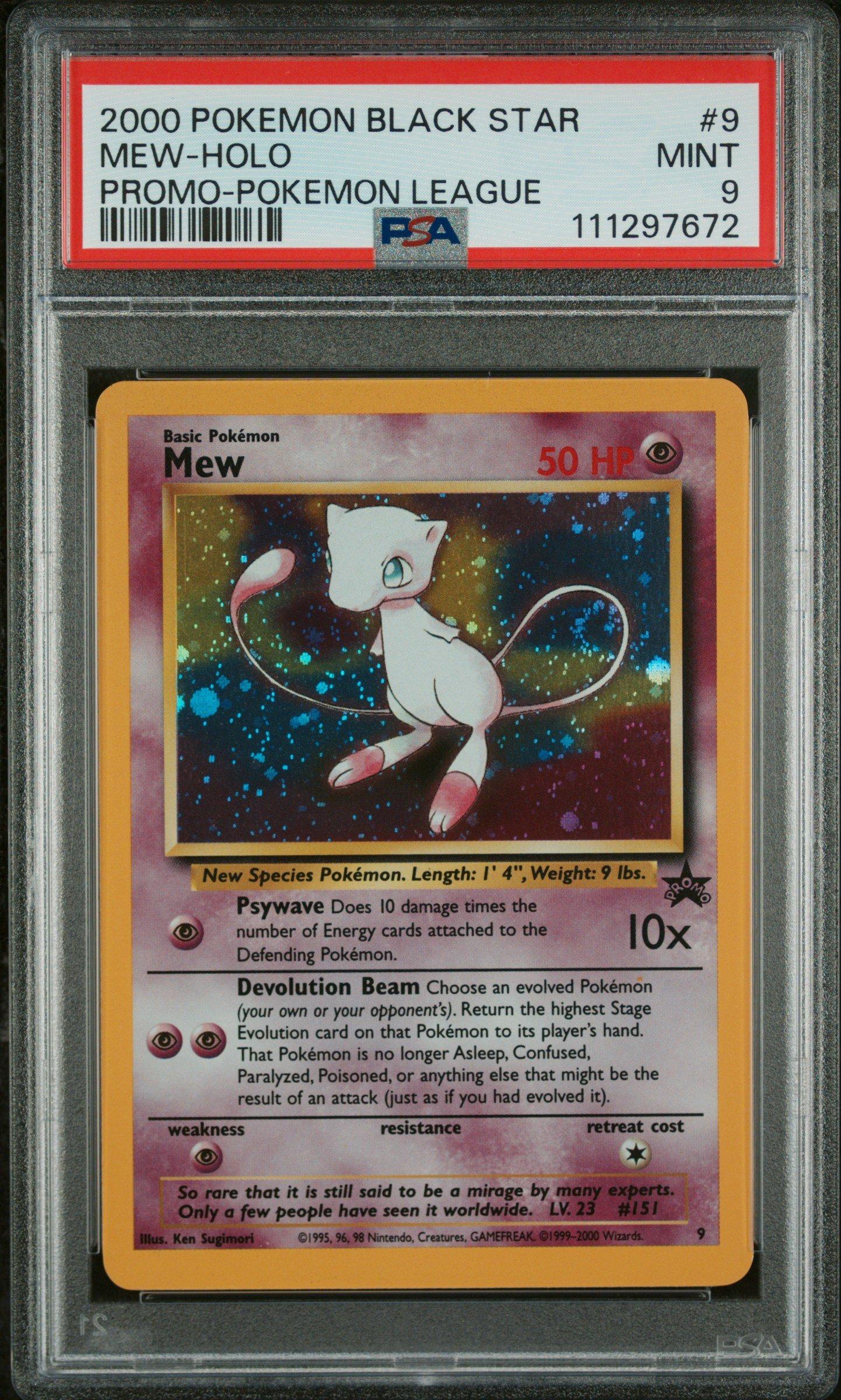 2000 Pokemon Promo Black Star 9 Mew-holo Pokemon League PSA 9