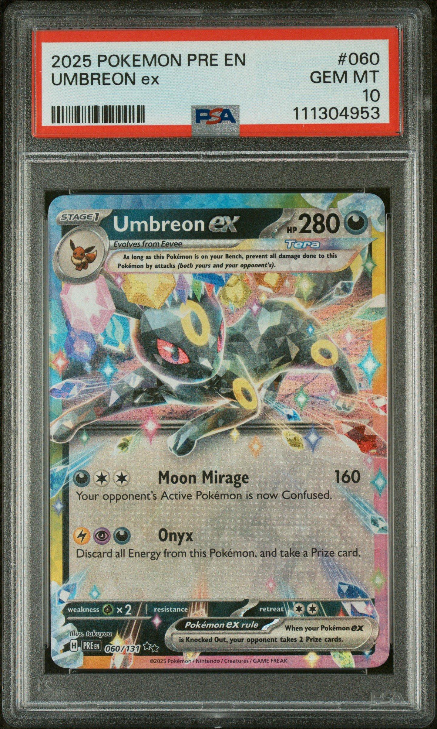 2025 Pokemon Pre En-prismatic Evolutions 060 Umbreon Ex PSA 10 Graded Card  | GameStop