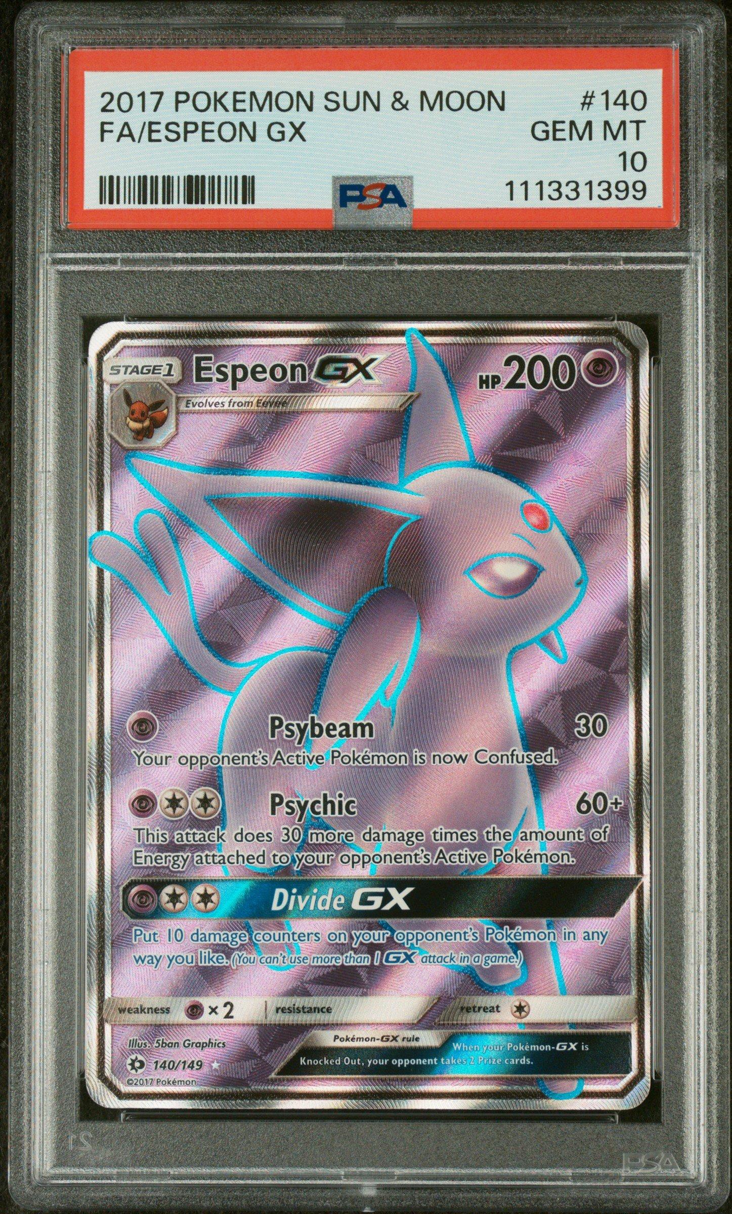 2017 Pokemon Sun & Moon 140 Full Art/espeon Gx PSA