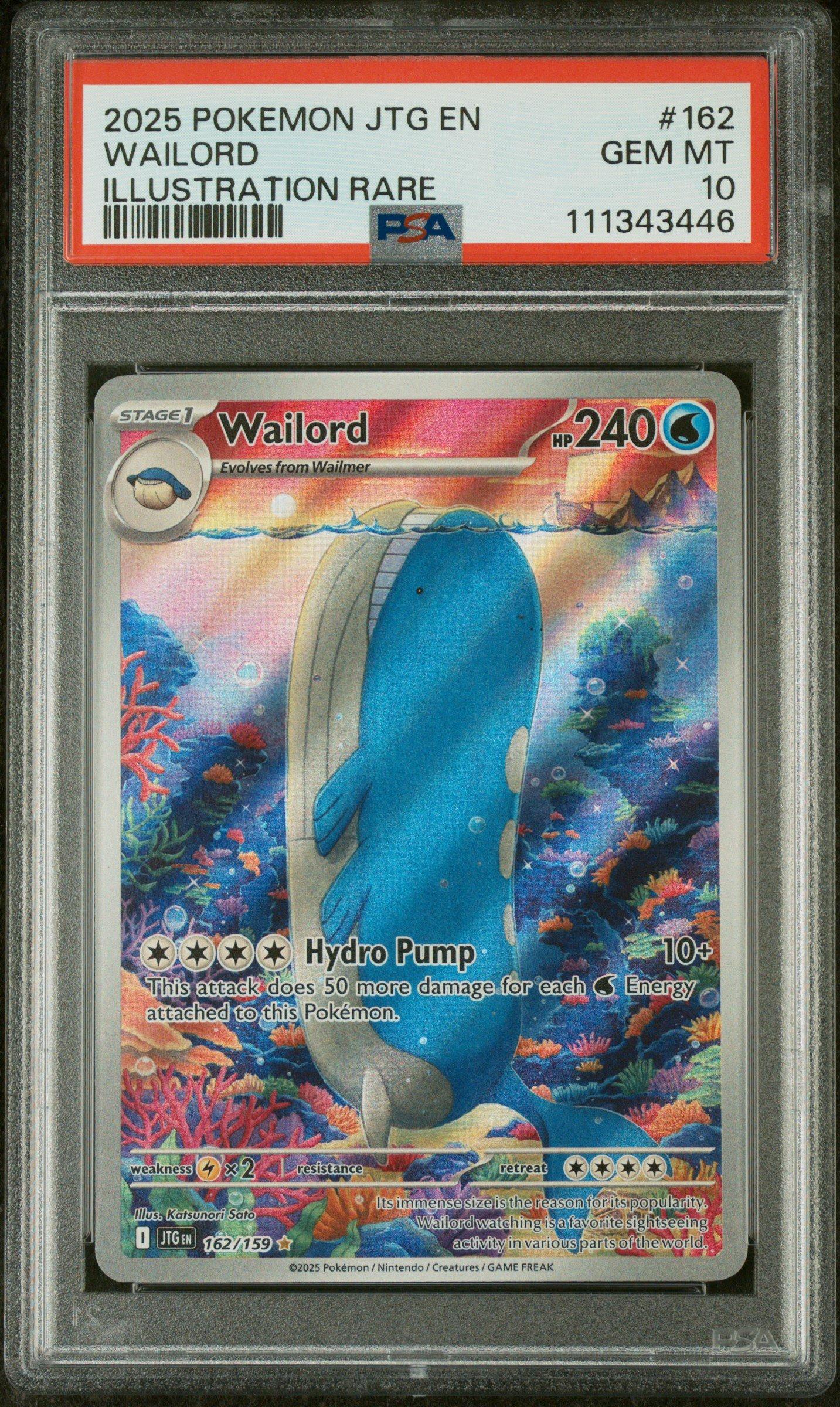 2025 Pokemon Jtg En-journey Together 162 Wailord Illustration Rare PSA