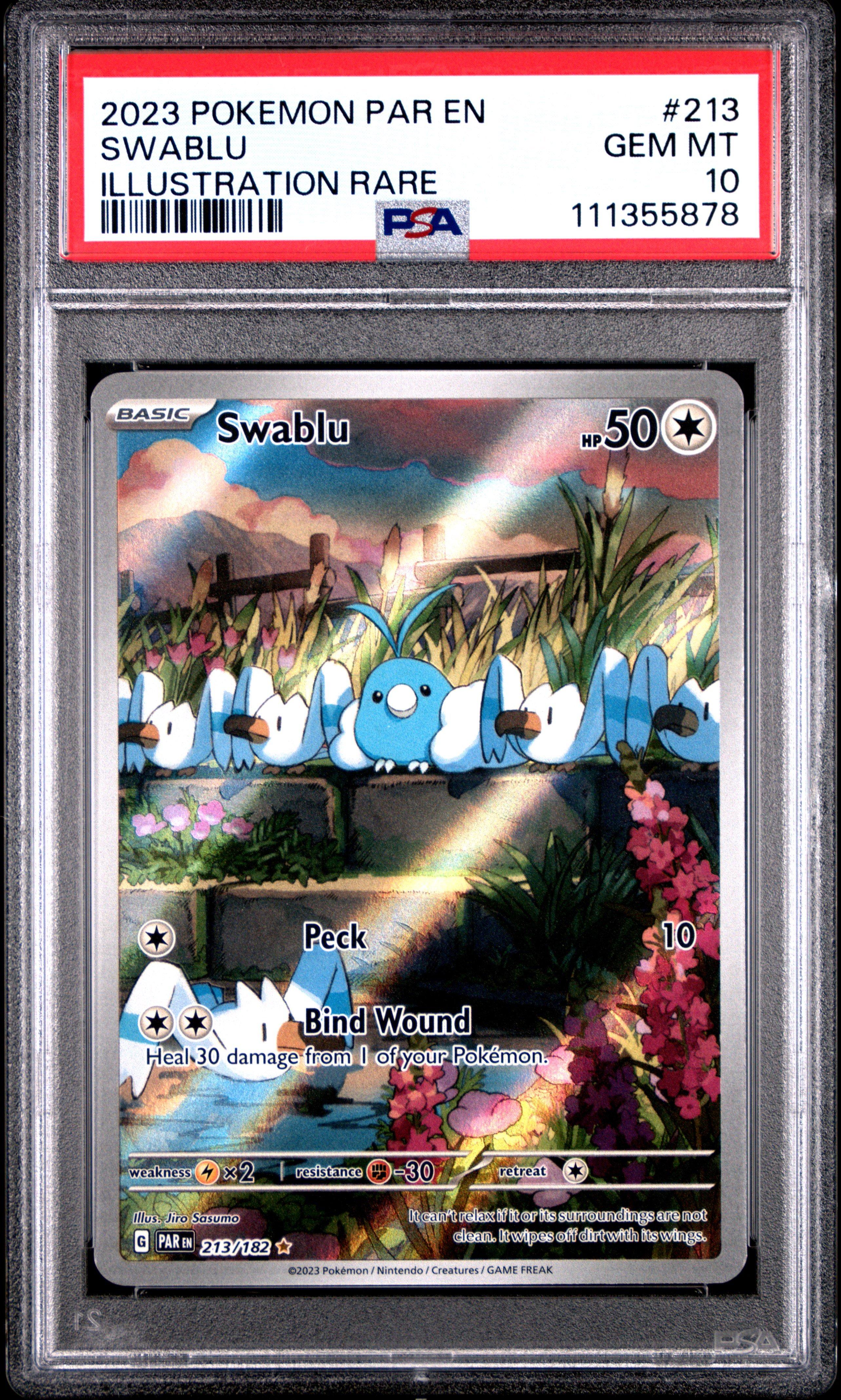 2023 Pokemon Par En-paradox Rift 213 Swablu Illustration Rare PSA