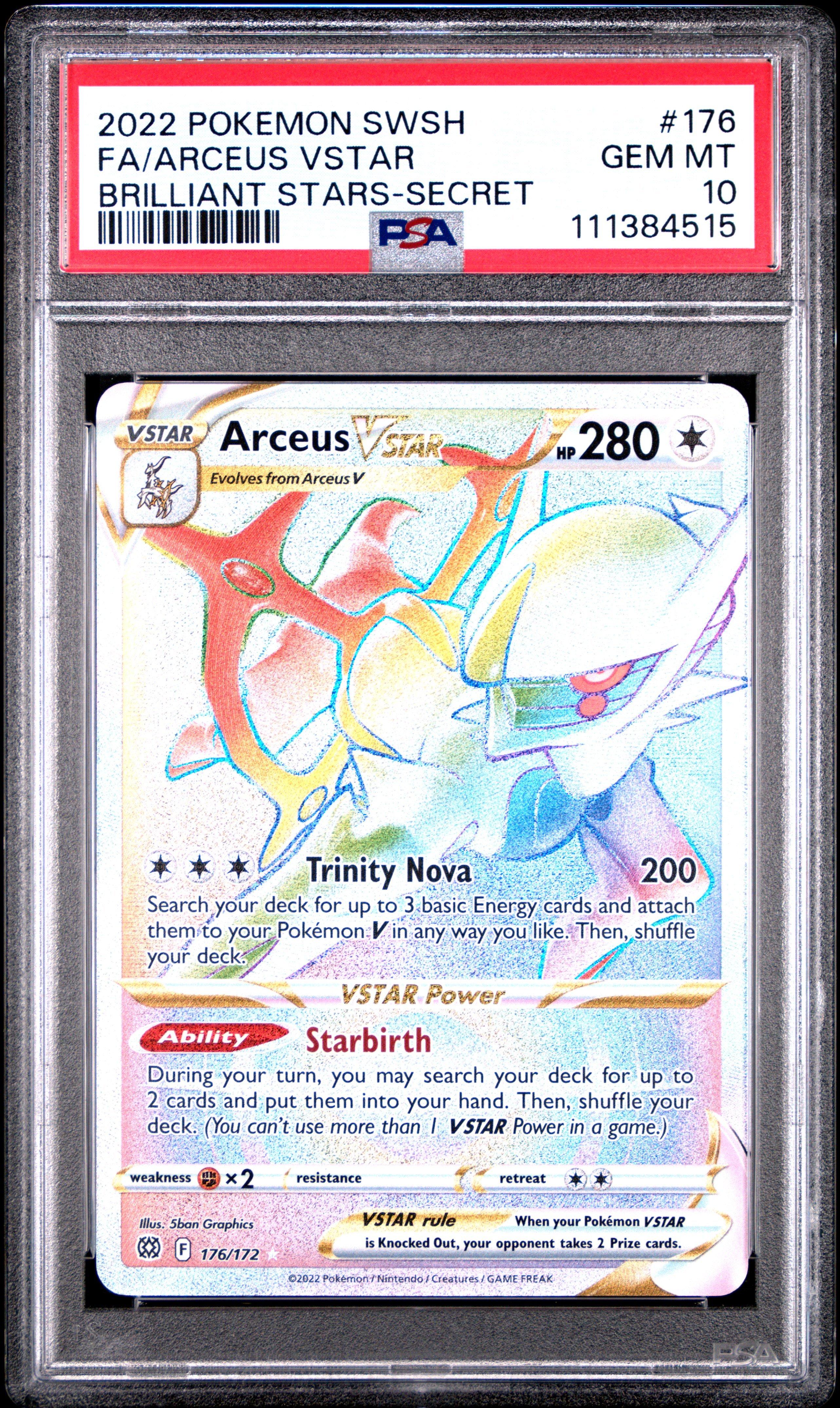 2022 Pokemon Sword & Shield Brilliant Stars 176 Full Art/arceus Vstar Secret PSA