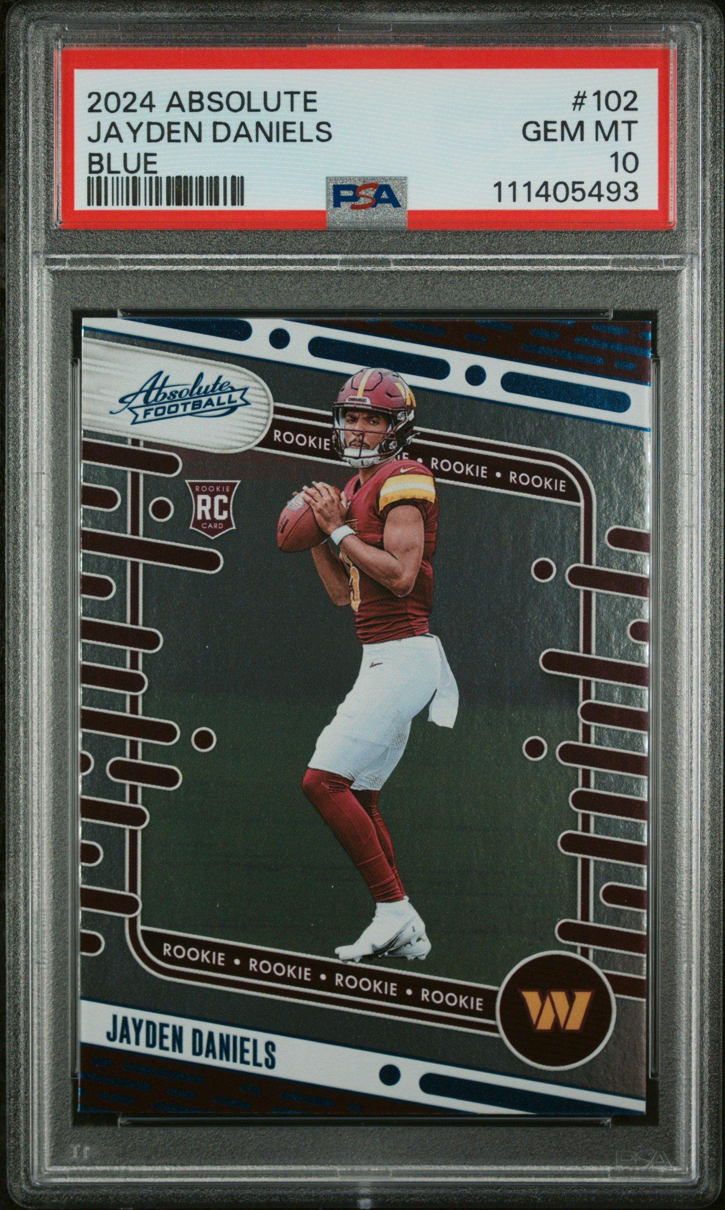 2024 Panini Absolute 102 Jayden Daniels Blue PSA 10