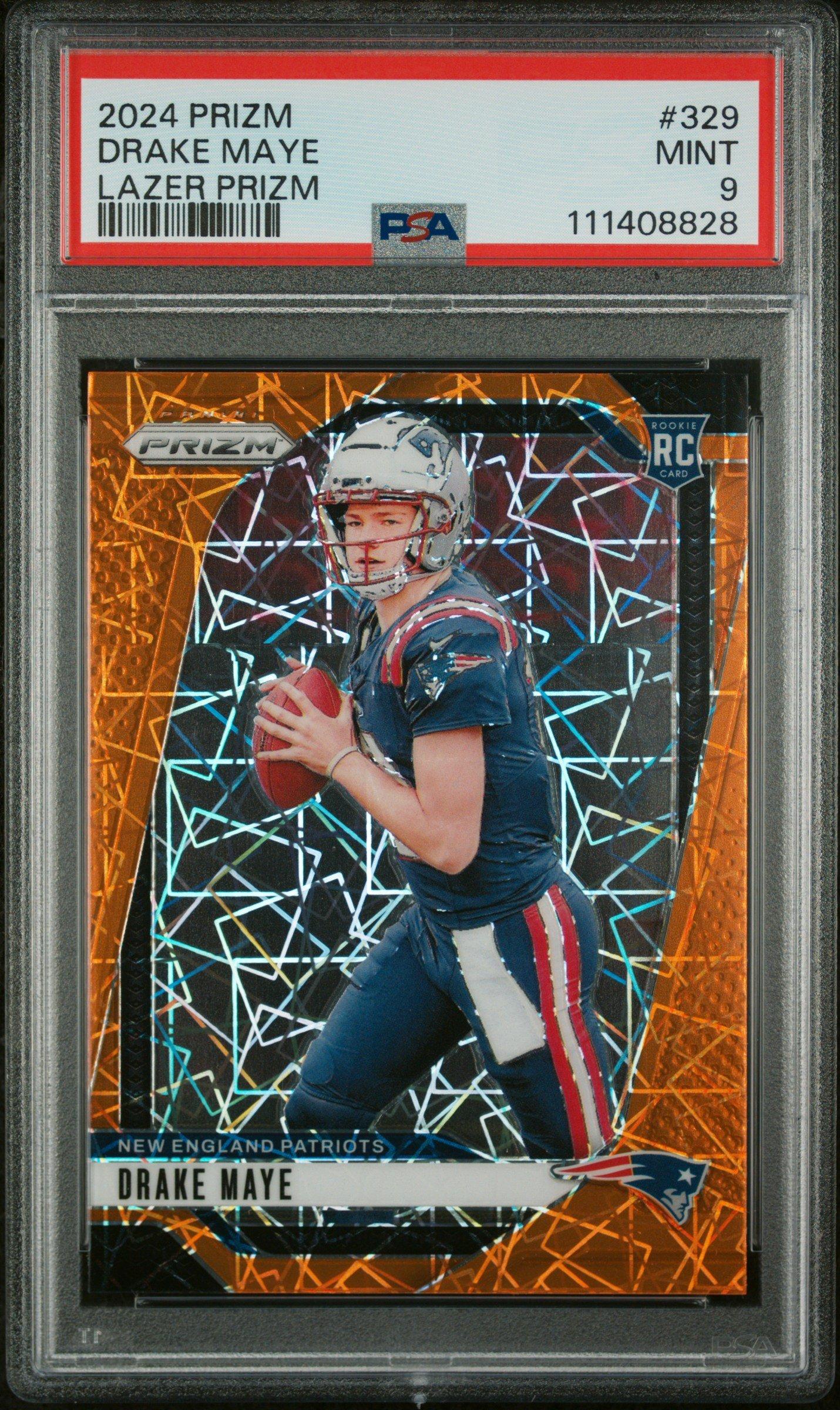 2024 Panini Prizm 329 Drake Maye Lazer Prizm PSA 9 Graded Card