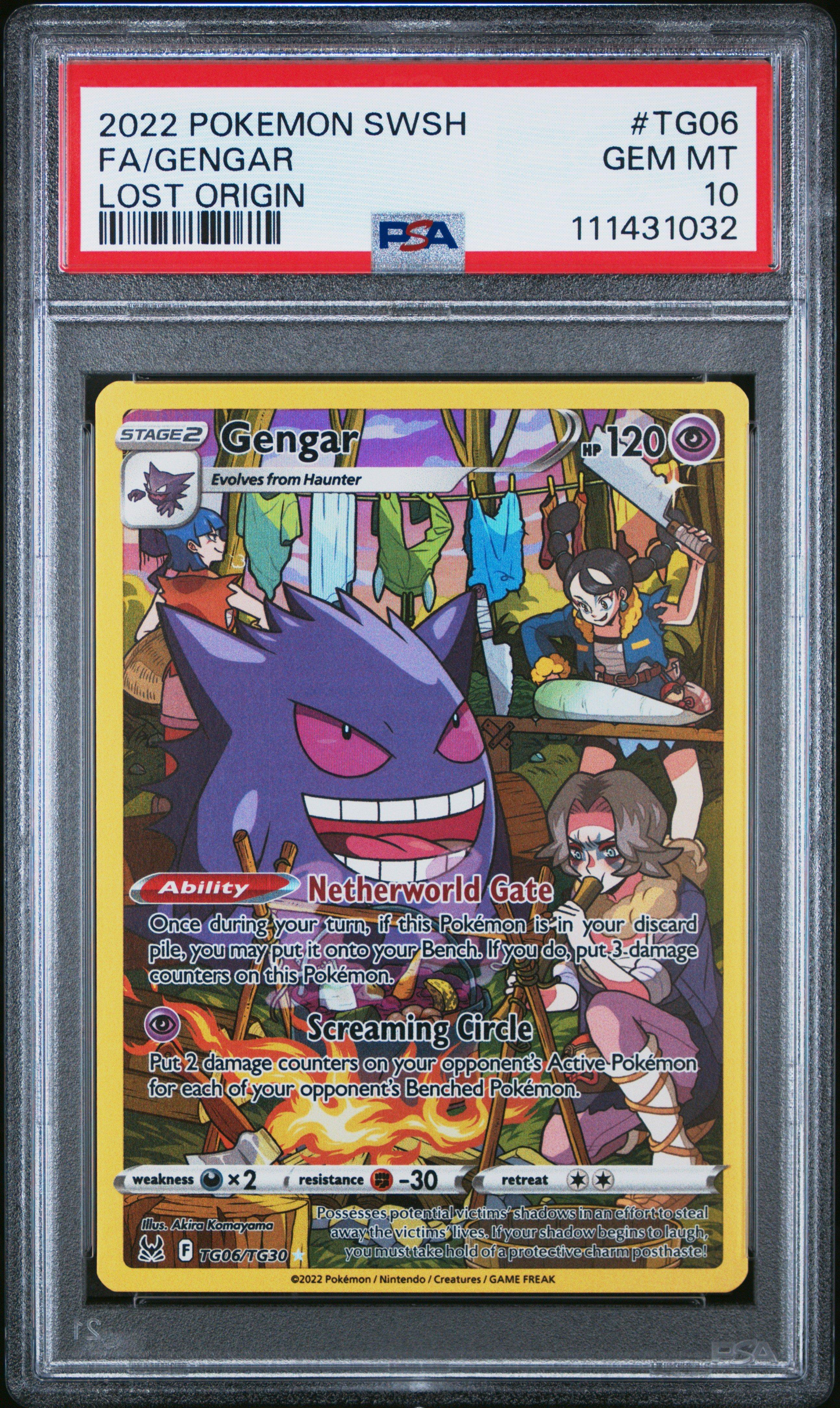 2022 Pokemon Sword & Shield Lost Origin Tg06 Full Art/gengar PSA