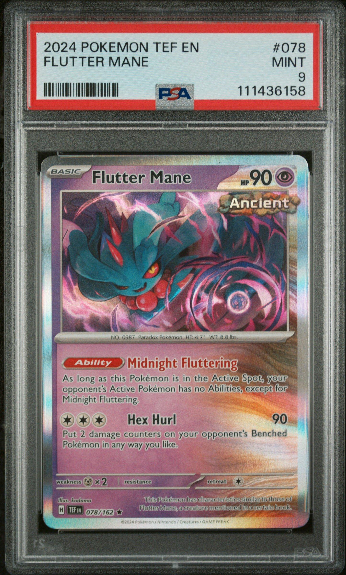 2024 Pokemon Tef En-temporal Forces 078 Flutter Mane PSA 9