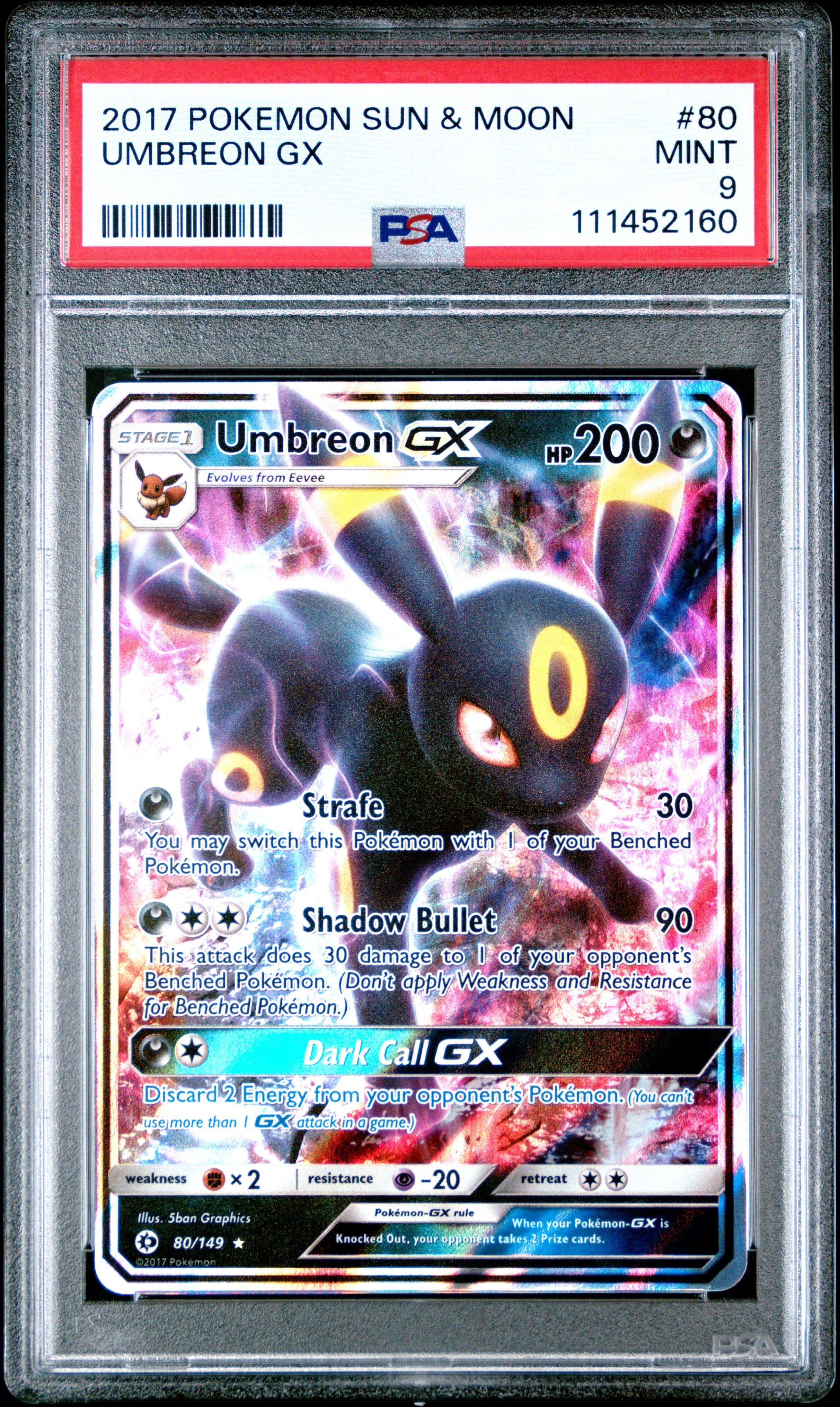 2017 Pokemon Sun & Moon 80 Umbreon Gx PSA