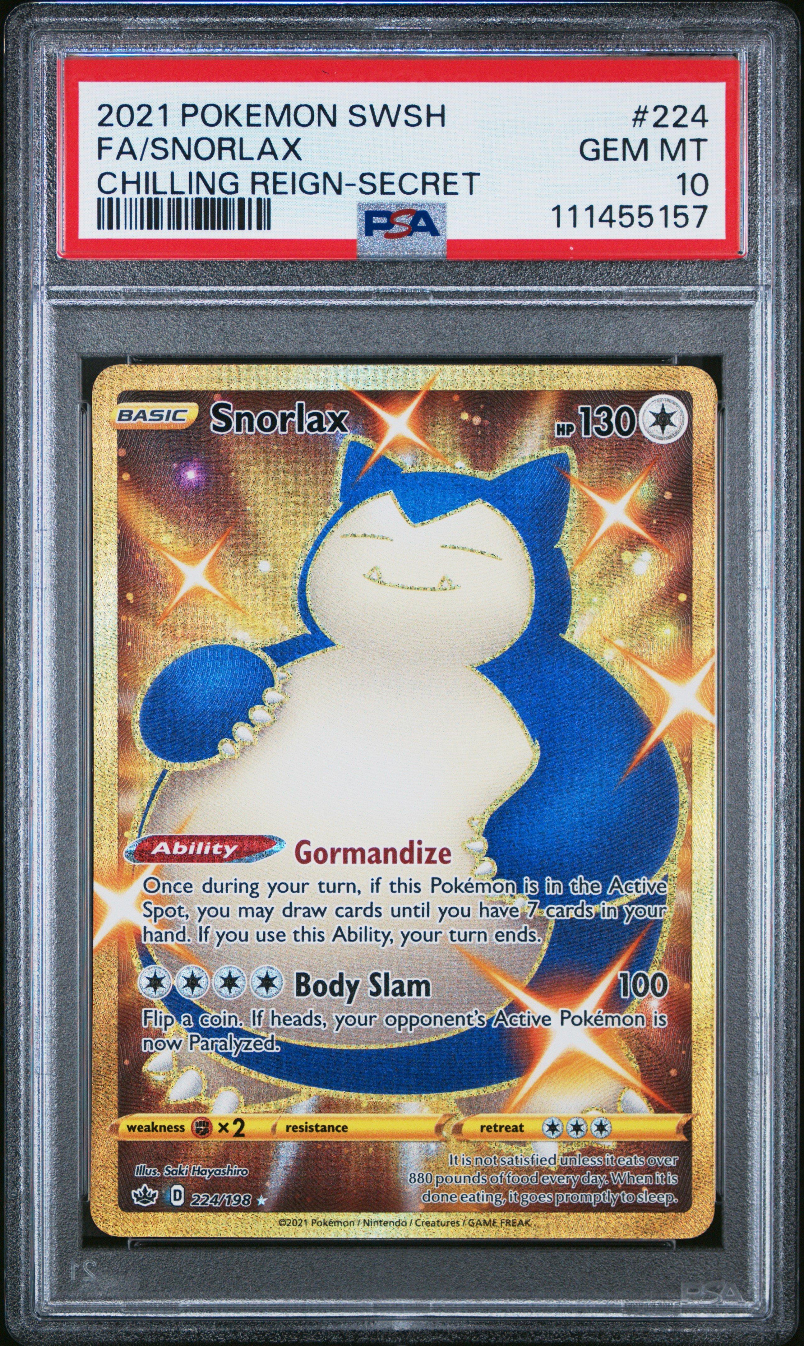 2021 Pokemon Sword & Shield Chilling Reign 224 Full Art/snorlax