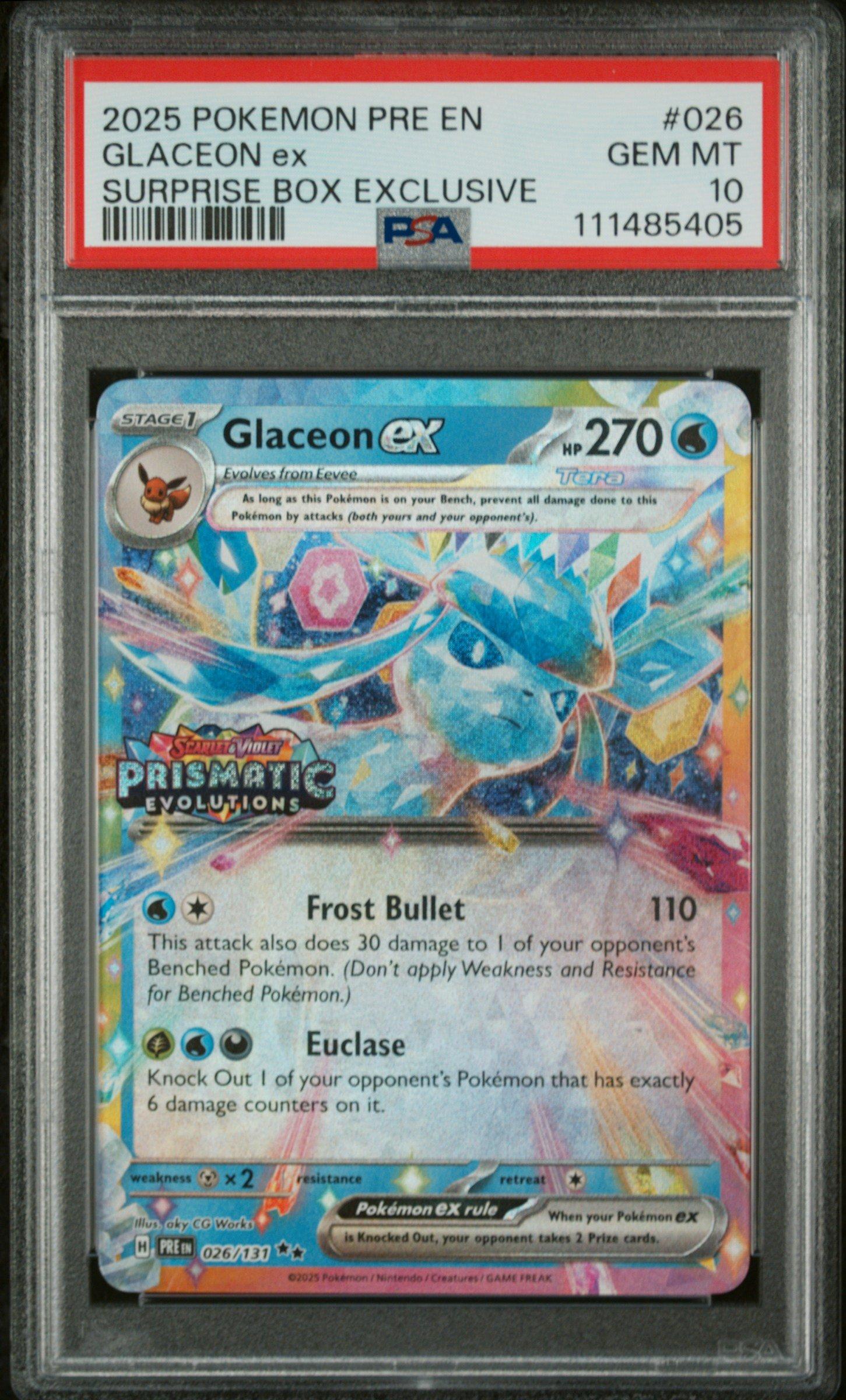 2025 Pokemon Pre En-prismatic Evolutions 026 Glaceon Ex Surprise