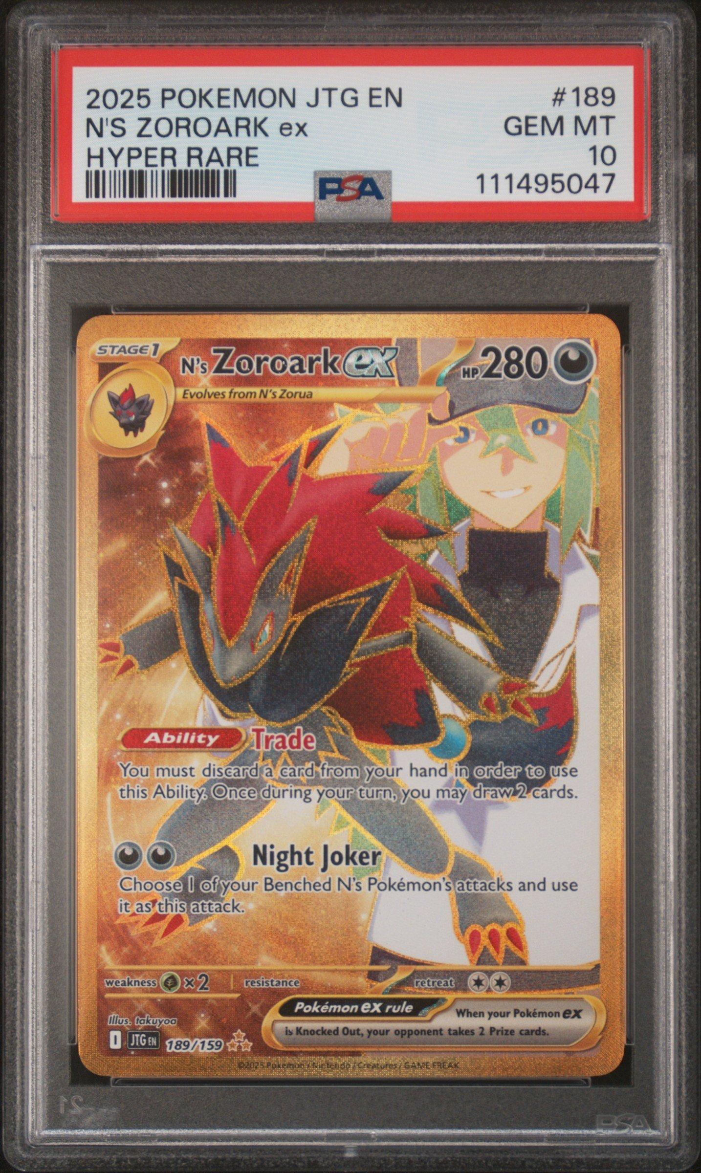 2025 Pokemon Jtg En-journey Together 189 N's Zoroark Ex Hyper Rare PSA