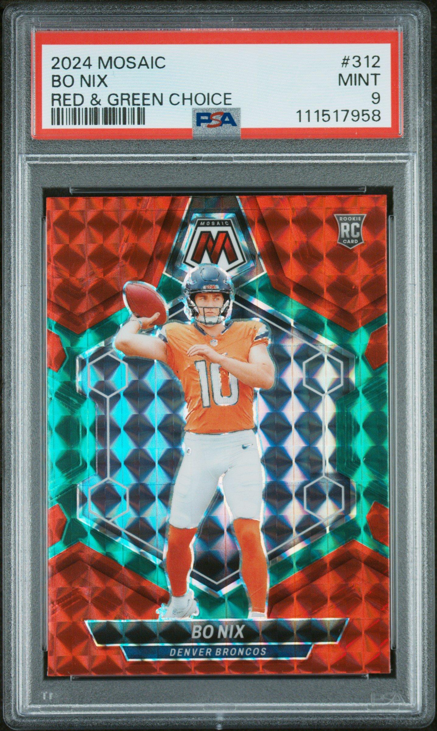2024 Panini Mosaic 312 Bo Nix Red & Green Choice PSA 9