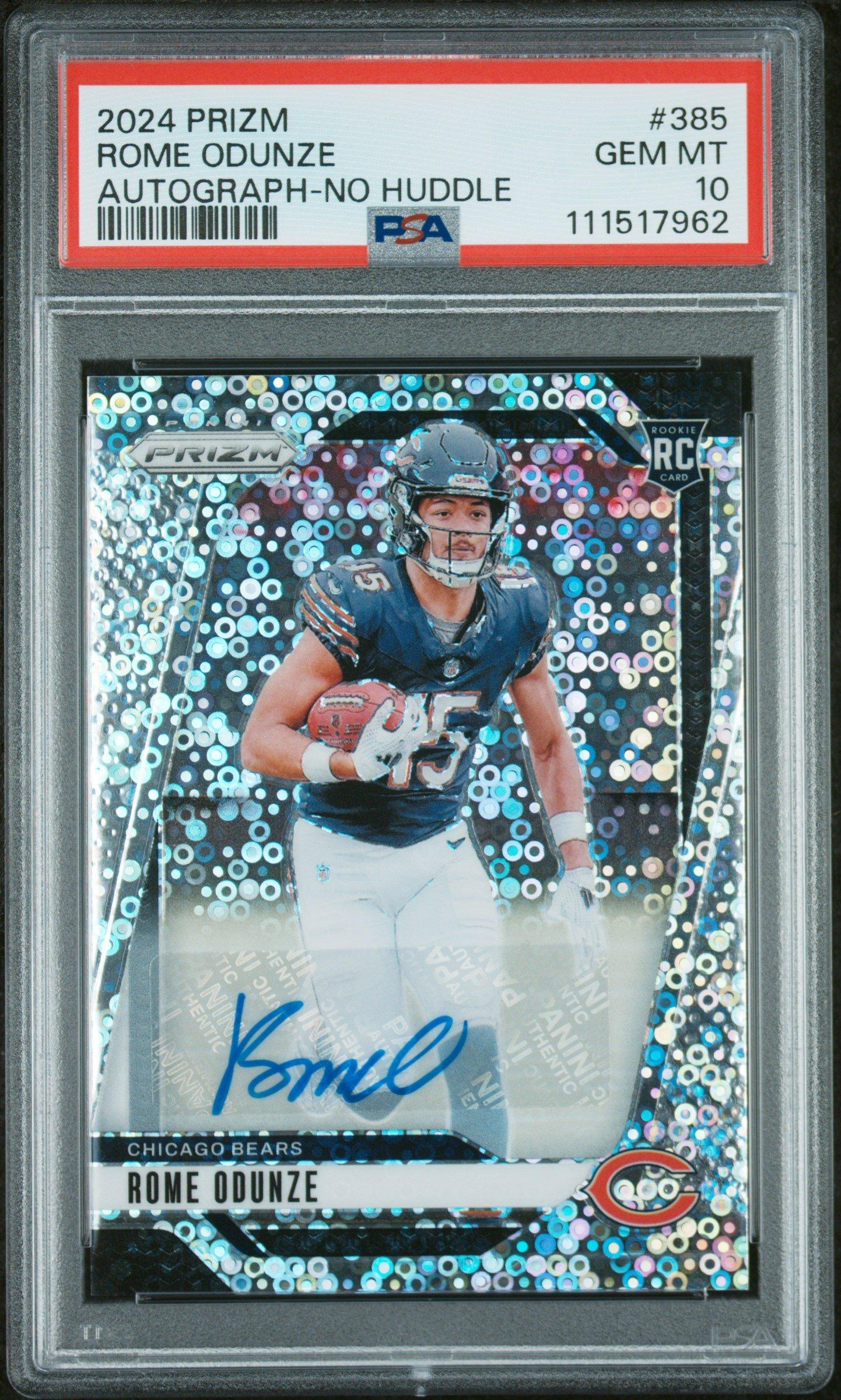 2024 Panini Prizm 385 Rome Odunze Autograph-no Huddle PSA 10
