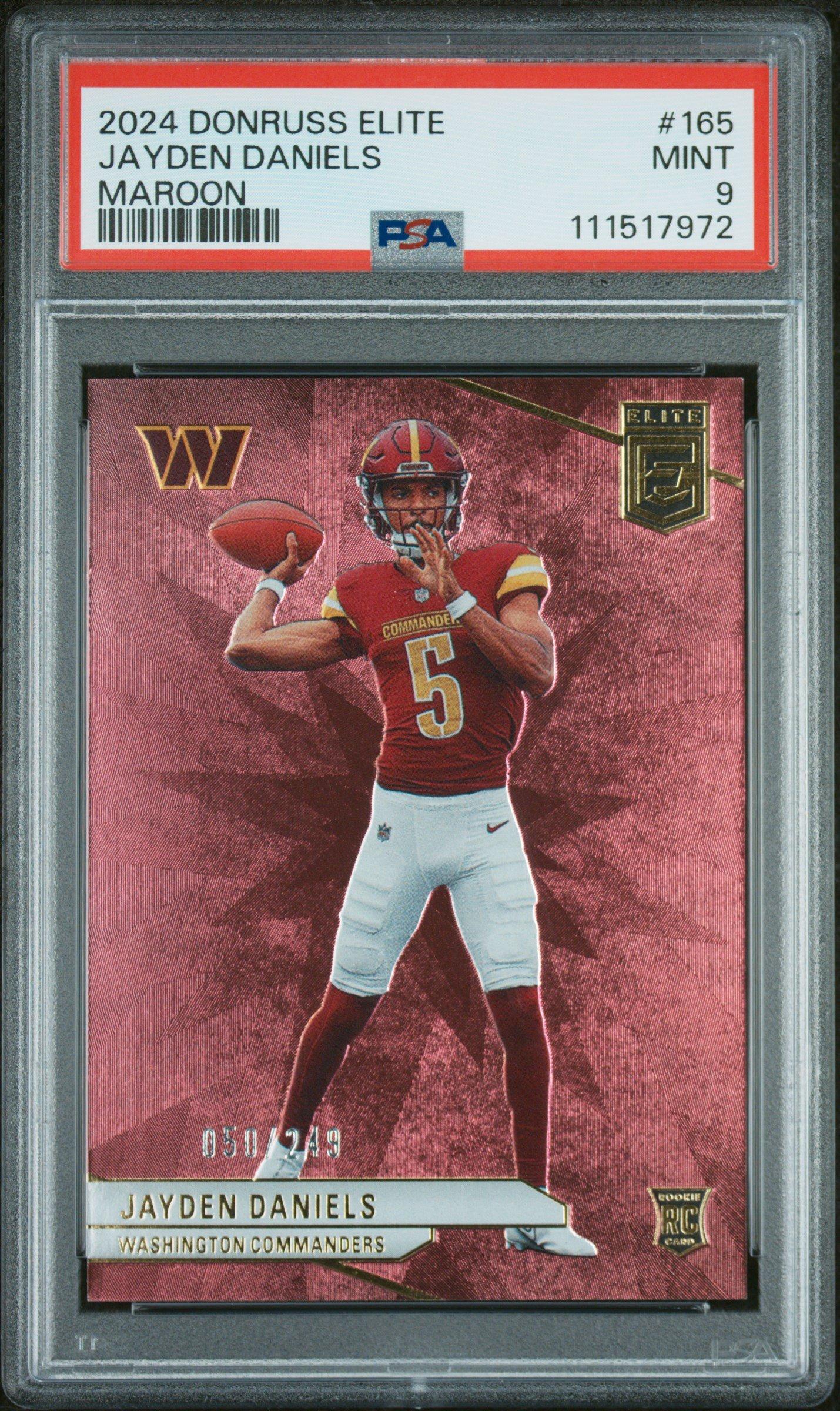 2024 Panini Donruss Elite 165 Jayden Daniels Maroon PSA 9