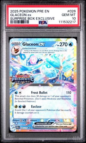 2025 Pokemon Pre En-prismatic Evolutions 026 Glaceon Ex Surprise