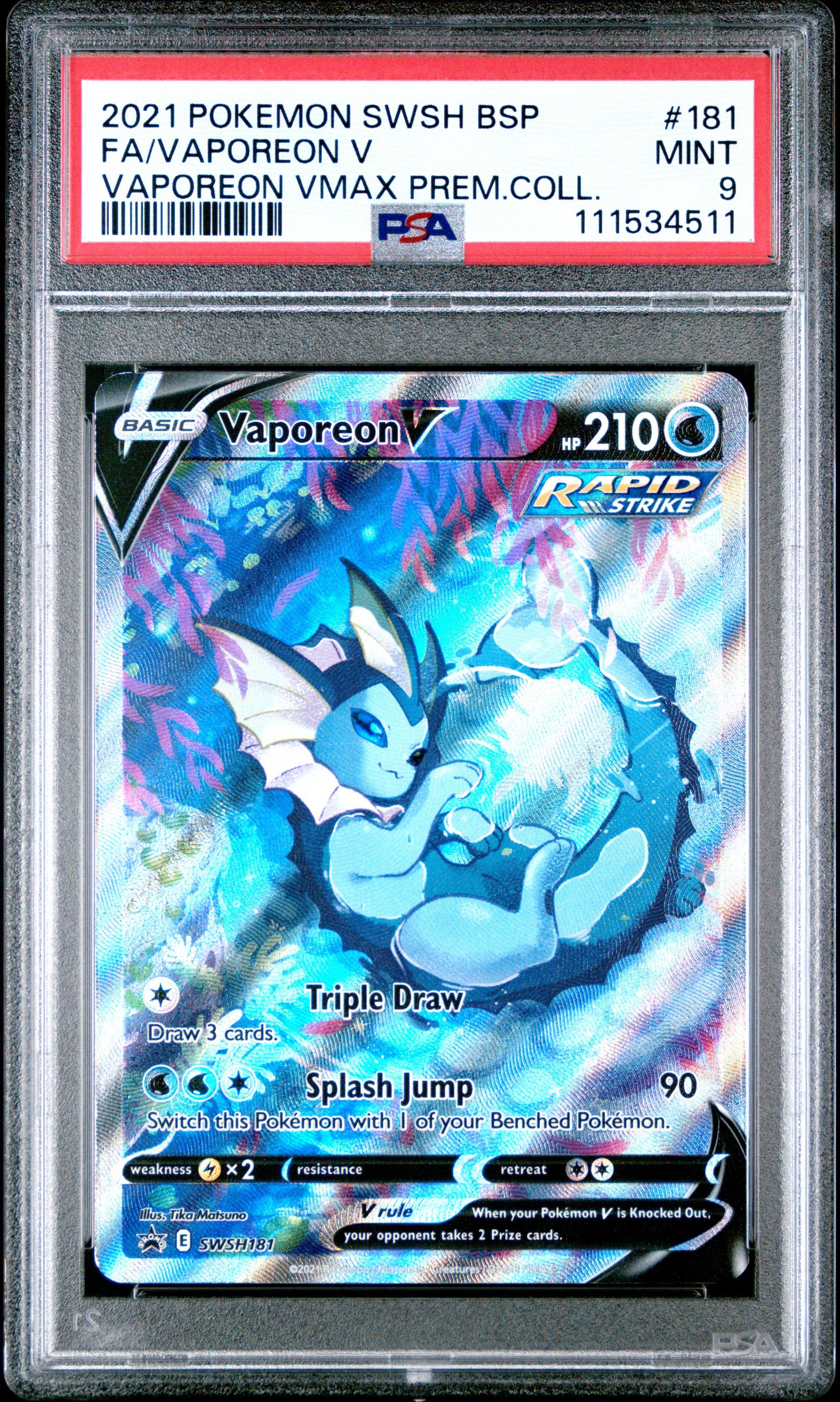 2021 Pokemon Swsh Black Star Promo 181 Full Art/vaporeon V