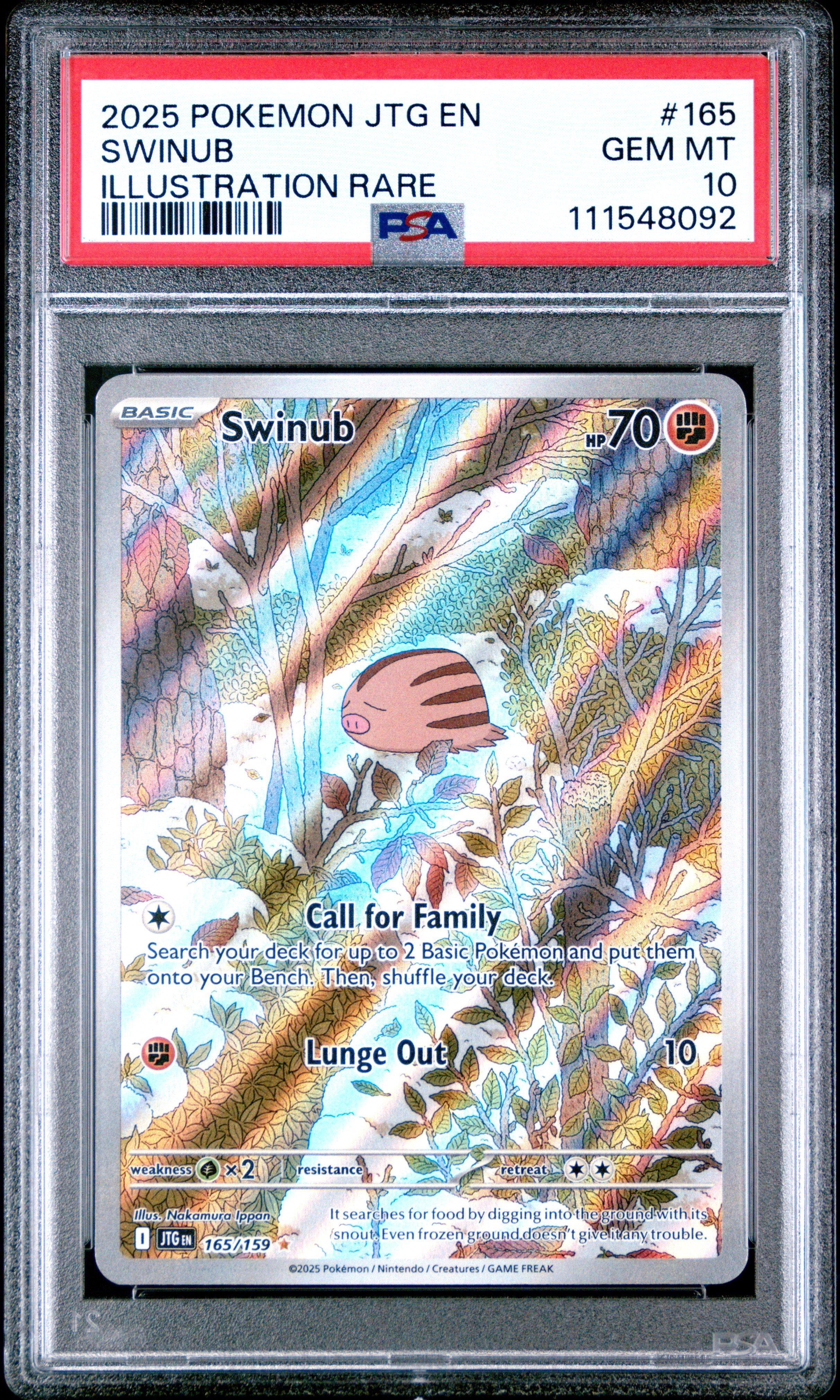 2025 Pokemon Jtg En-journey Together 165 Swinub Illustration Rare PSA