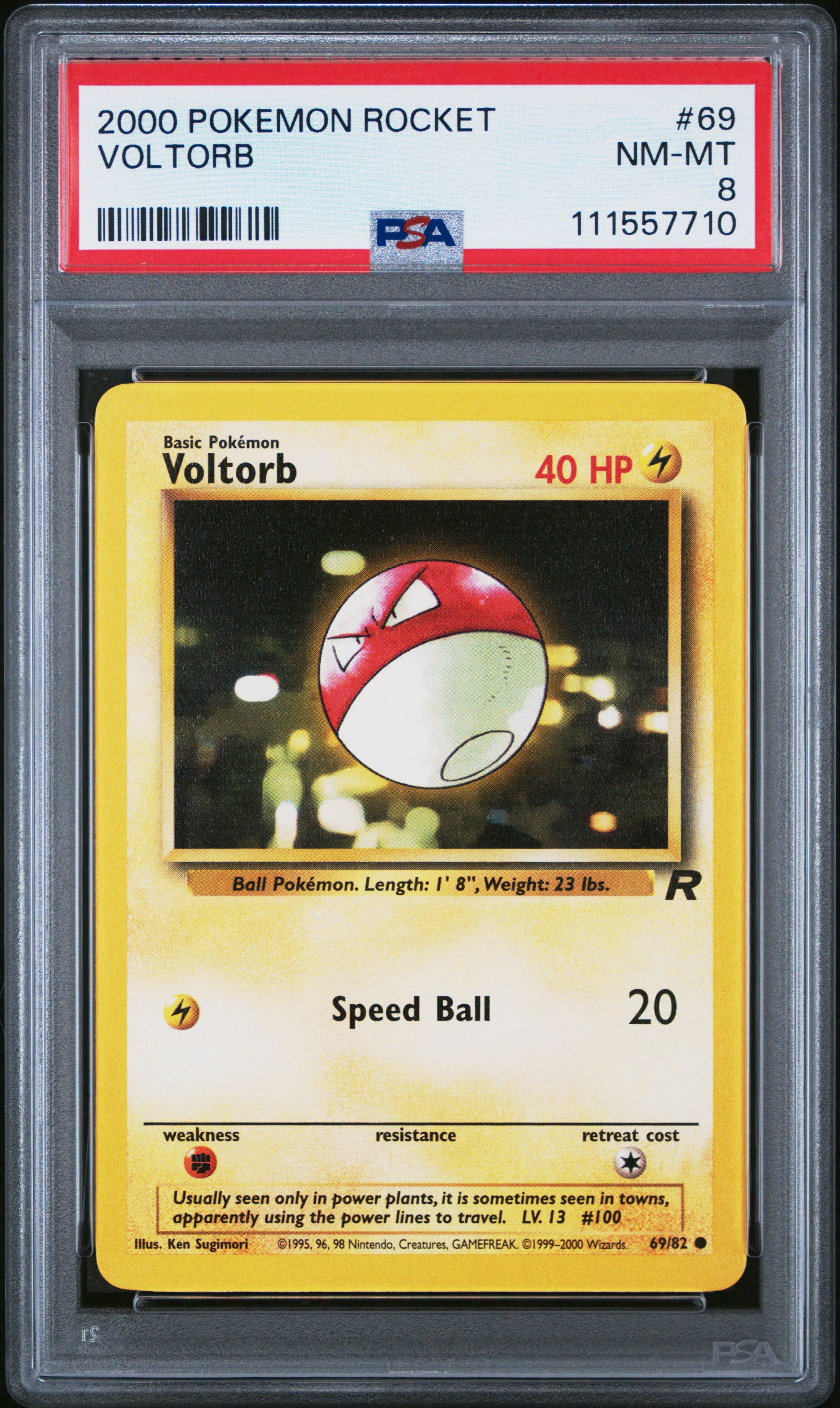 2000 Pokemon Rocket 69 Voltorb PSA 8