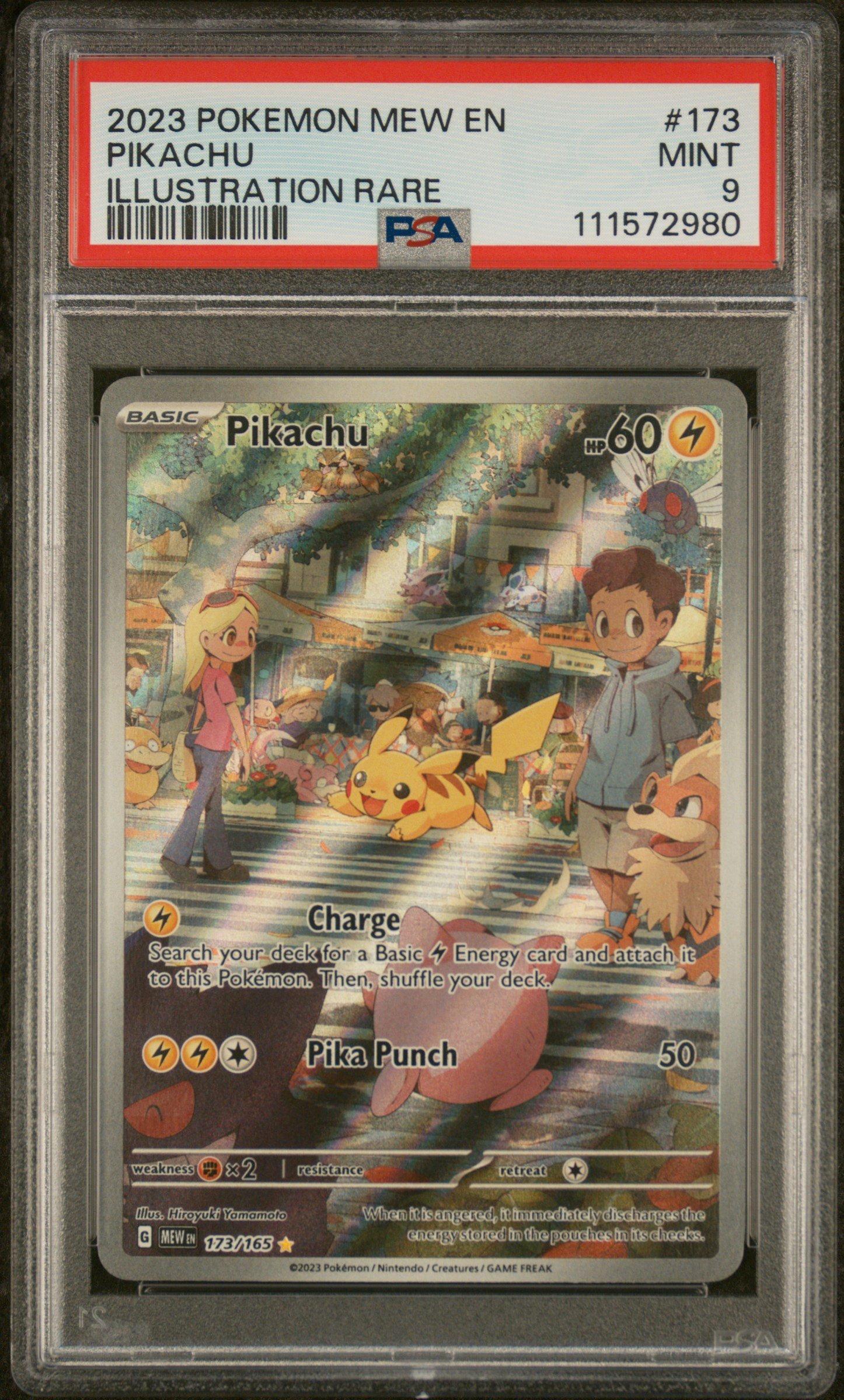 2023 Pokemon Mew En-151 173 Pikachu Illustration Rare PSA 9 Graded
