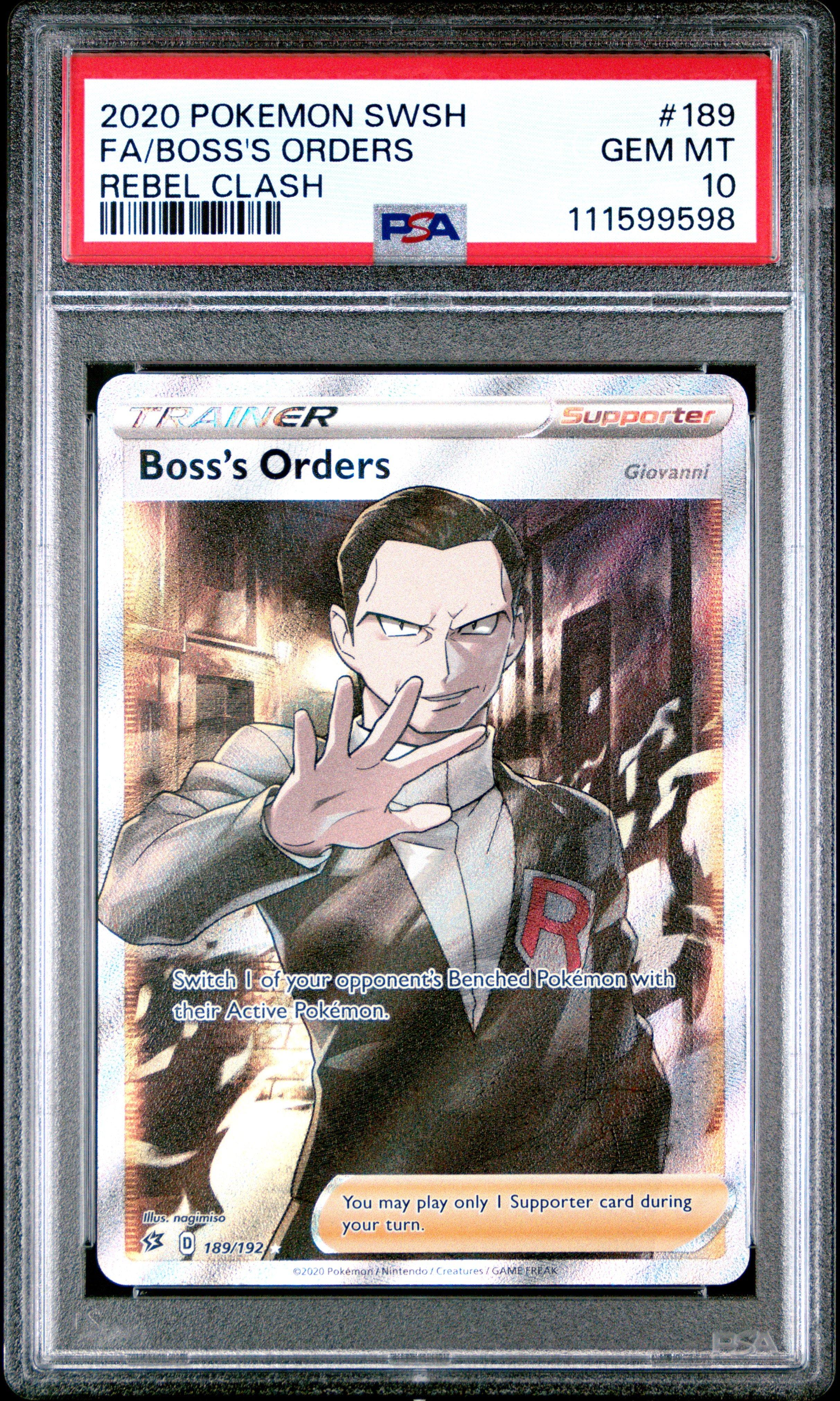 2020 Pokemon Sword & Shield Rebel Clash 189 Full Art/boss's Orders PSA