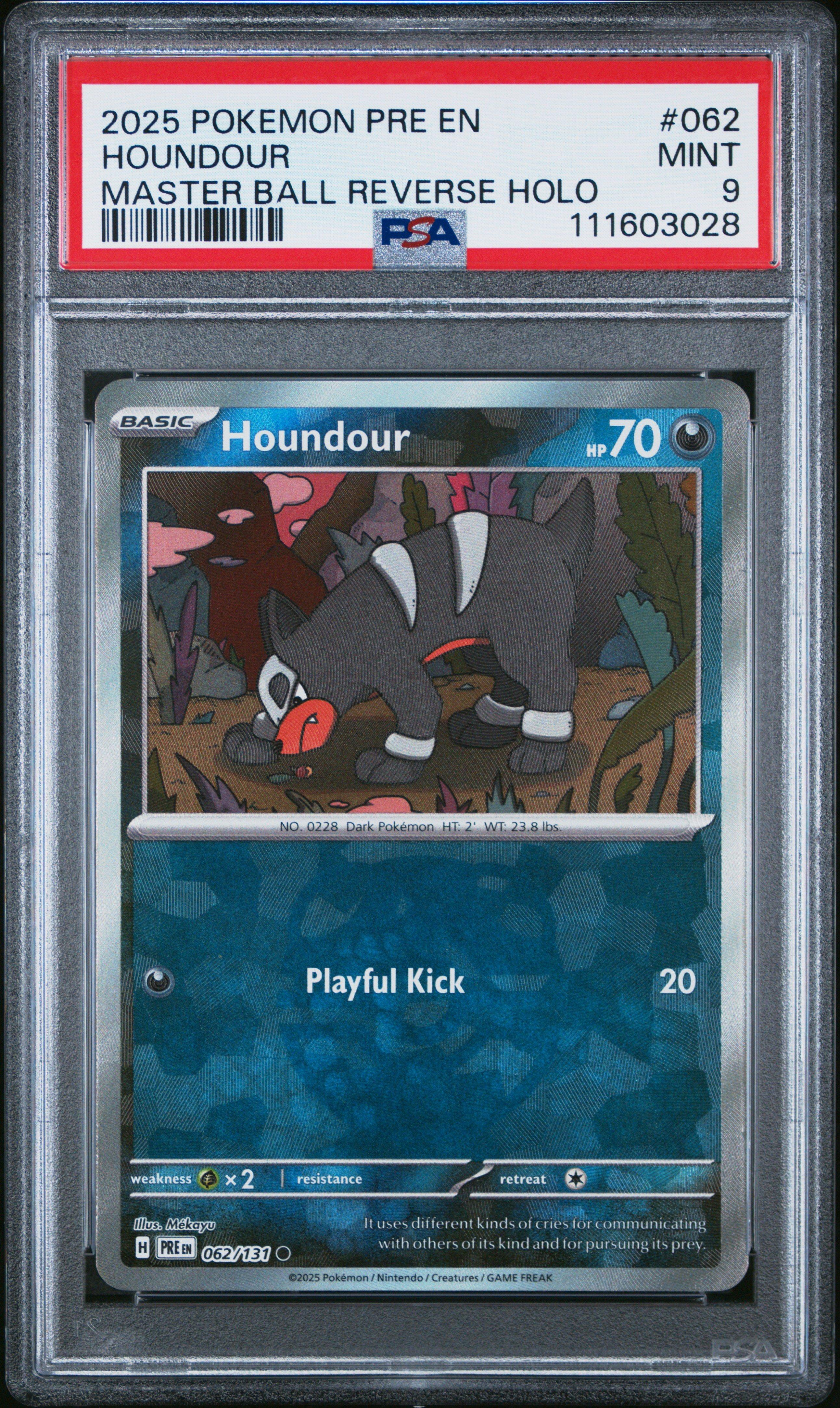 2025 Pokemon Pre En-prismatic Evolutions 062 Houndour Master Ball