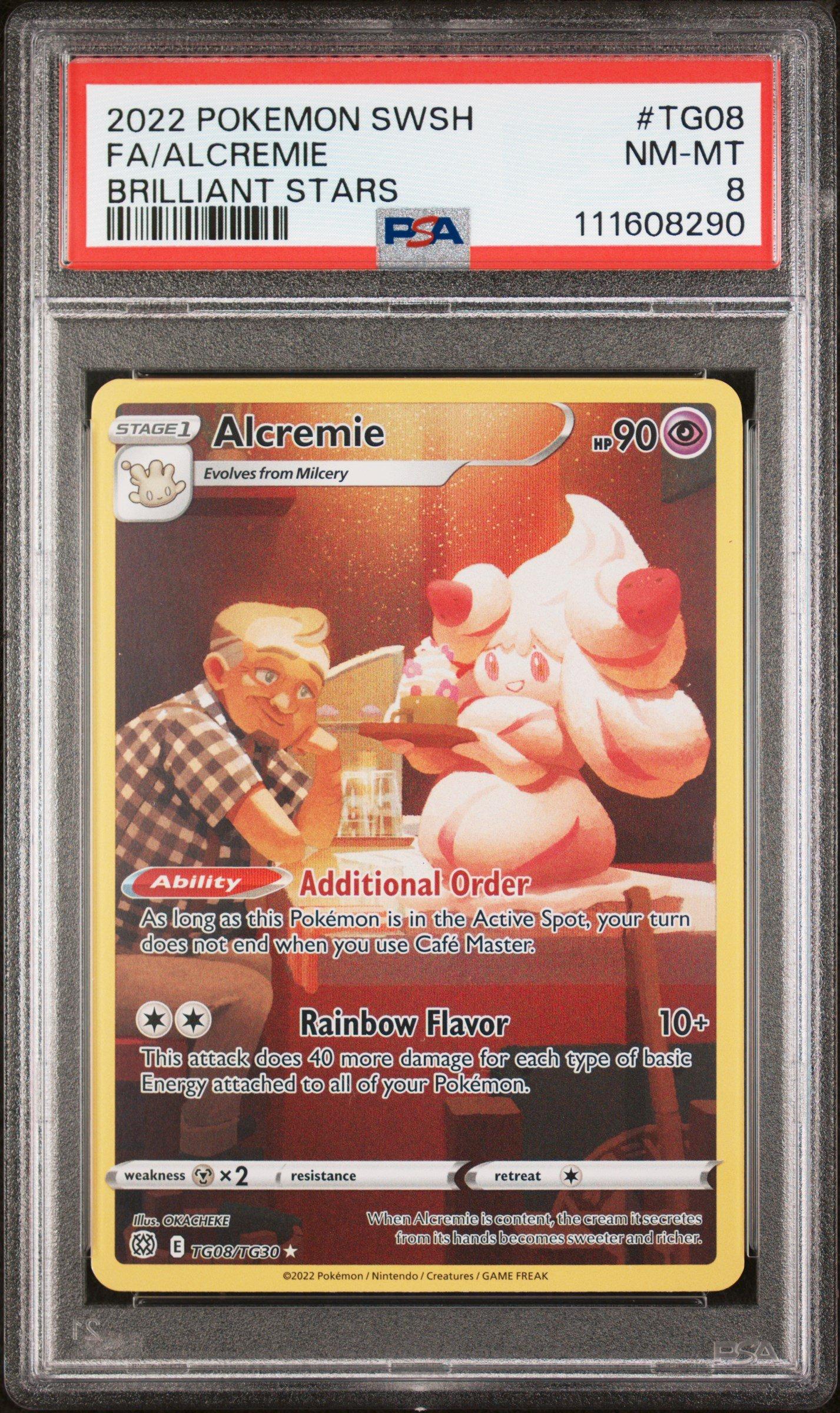 2022 Pokemon Sword & Shield Brilliant Stars Tg08 Full Art/alcremie PSA 8