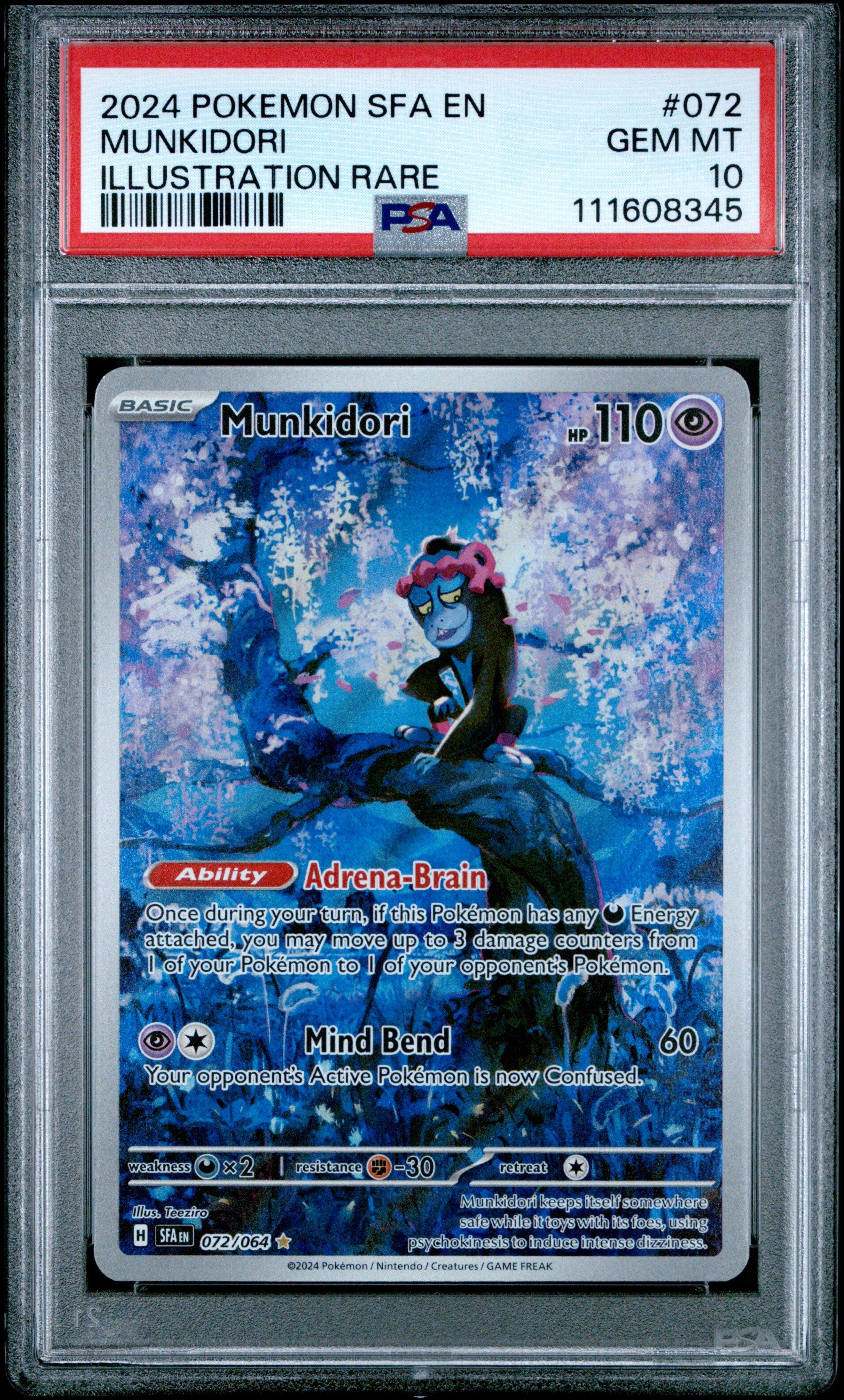 2024 Pokemon Sfa En-shrouded Fable 072 Munkidori Illustration Rare PSA