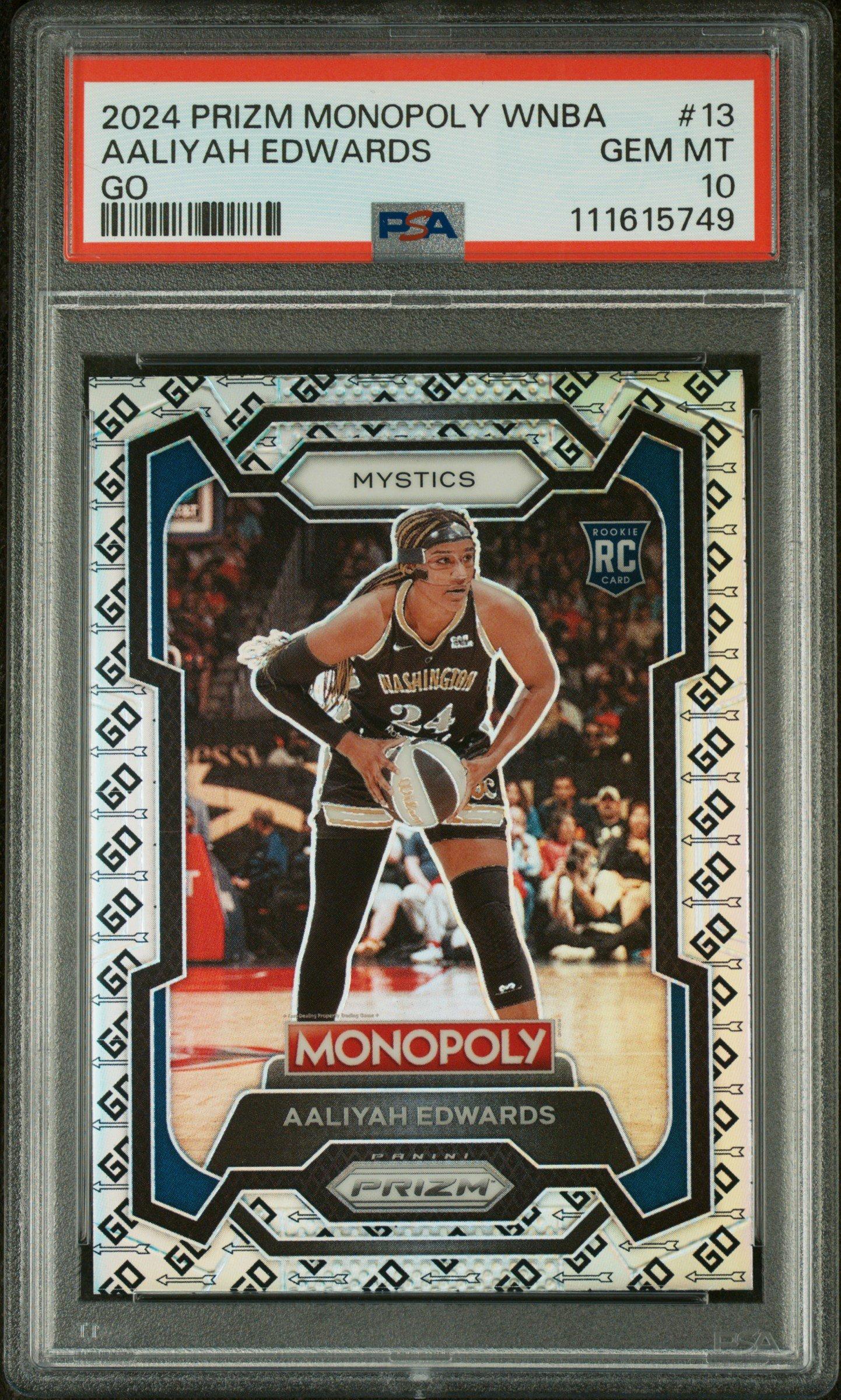 2024 Panini Prizm Monopoly Wnba 13 Aaliyah Edwards Go PSA 10