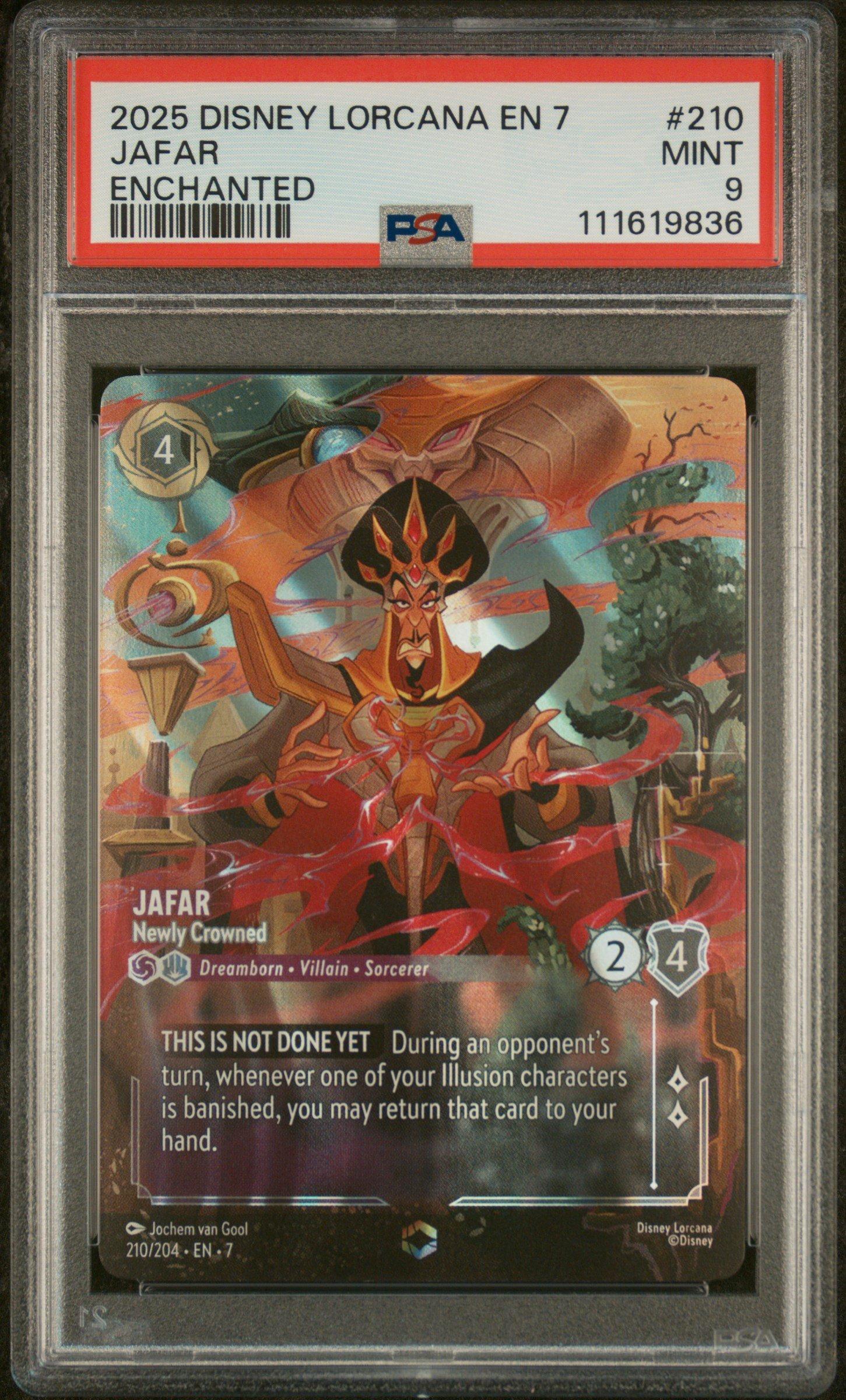 2025 Disney Lorcana En 7-archazia's Island 210 Jafar - Newly Crowned Enchanted PSA 9