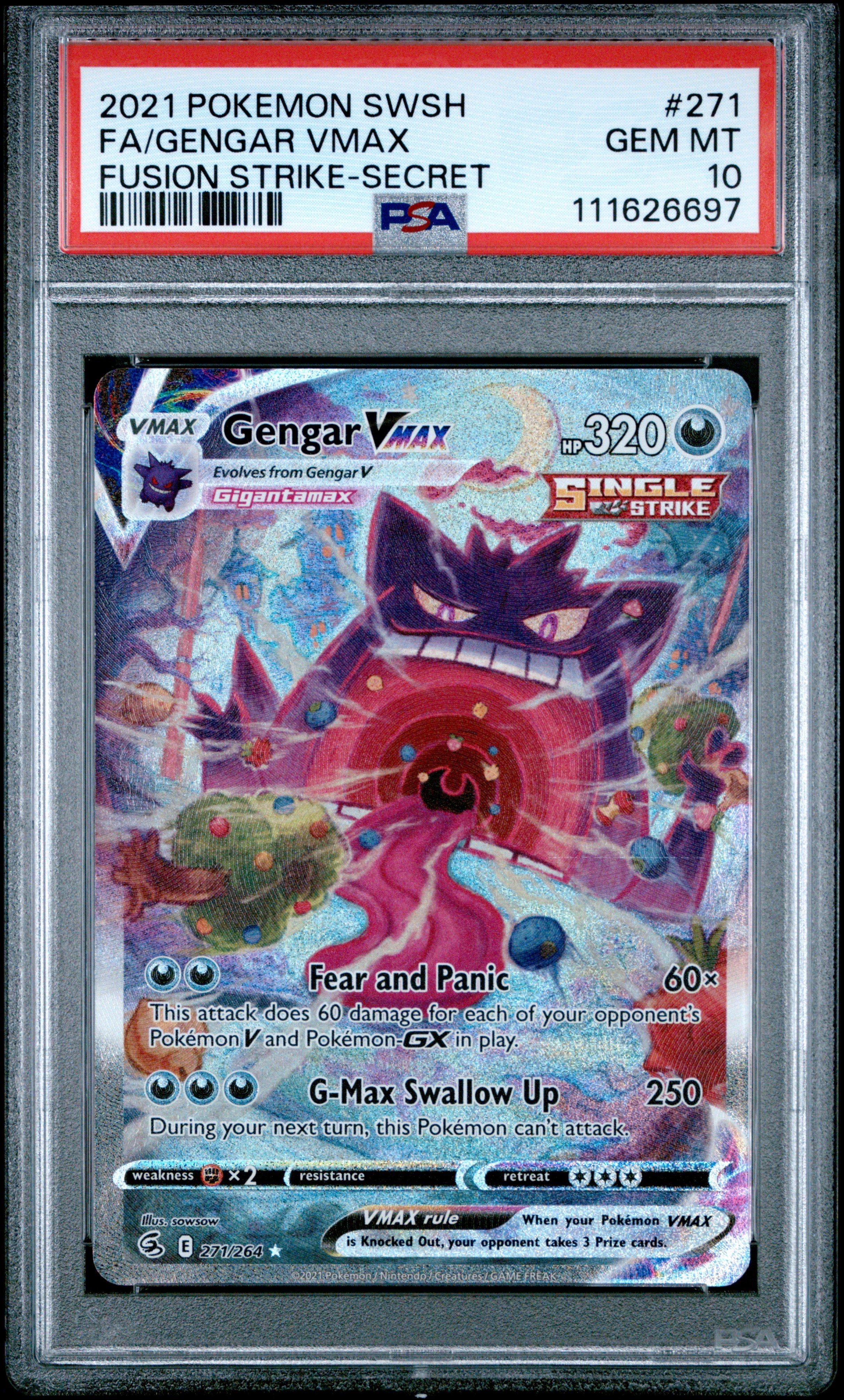 2021 Pokemon Sword & Shield Fusion Strike 271 Full Art/gengar Vmax