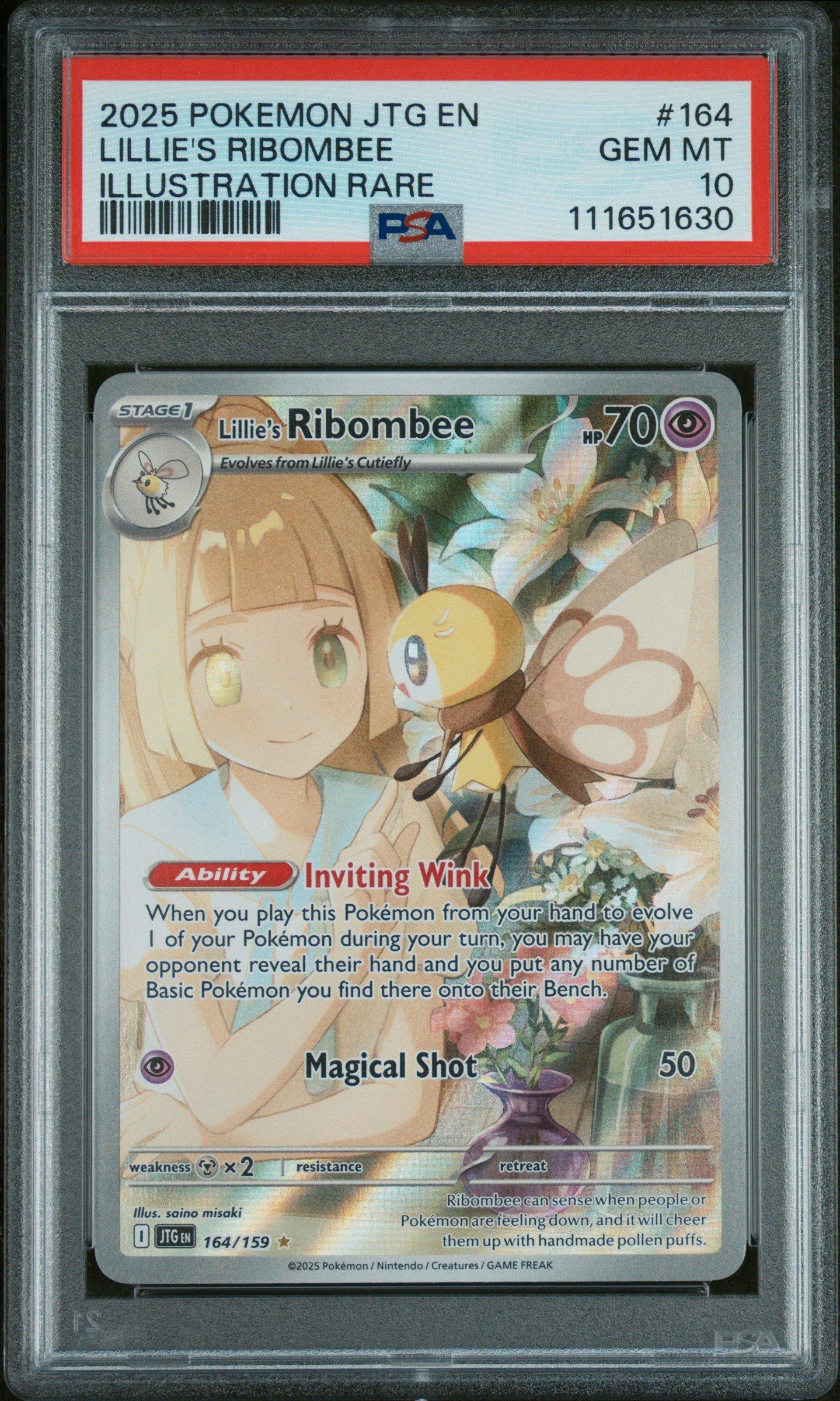 2025 Pokemon Jtg En-journey Together 164 Lillie's Ribombee Illustration Rare PSA
