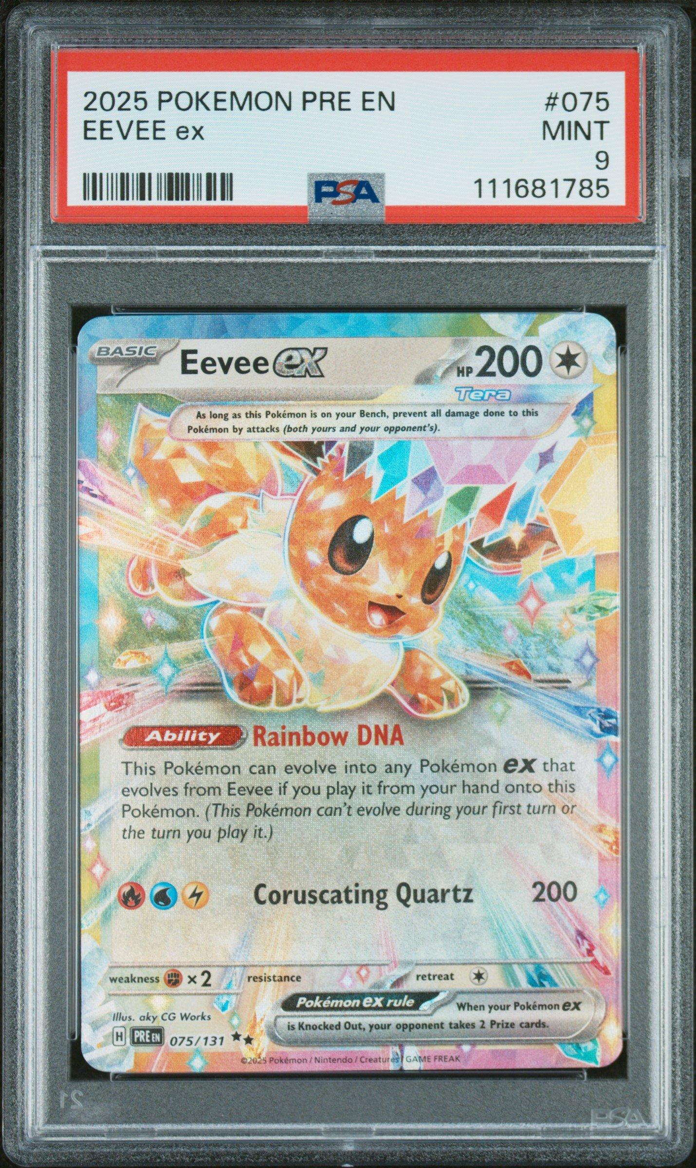 2025 Pokemon Pre En-prismatic Evolutions 075 Eevee Ex PSA 9