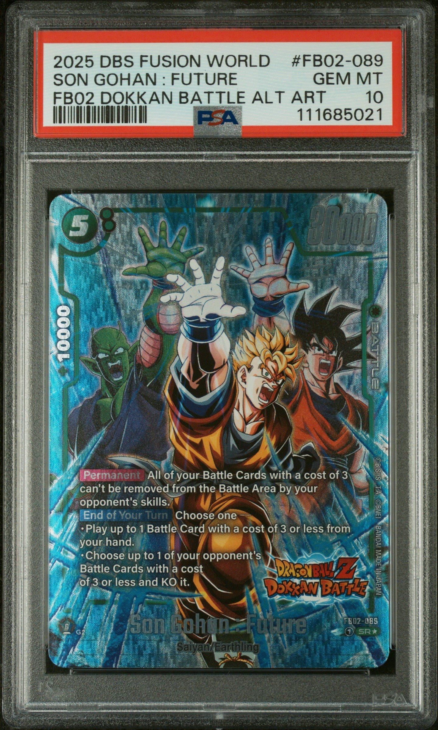 2025 Dragon Ball Super Card Game Fusion World New Adventure Fb02-089 Son Gohan : Future Fb02 Dragon Ball Z Dokkan Battle Alternate Art PSA 10